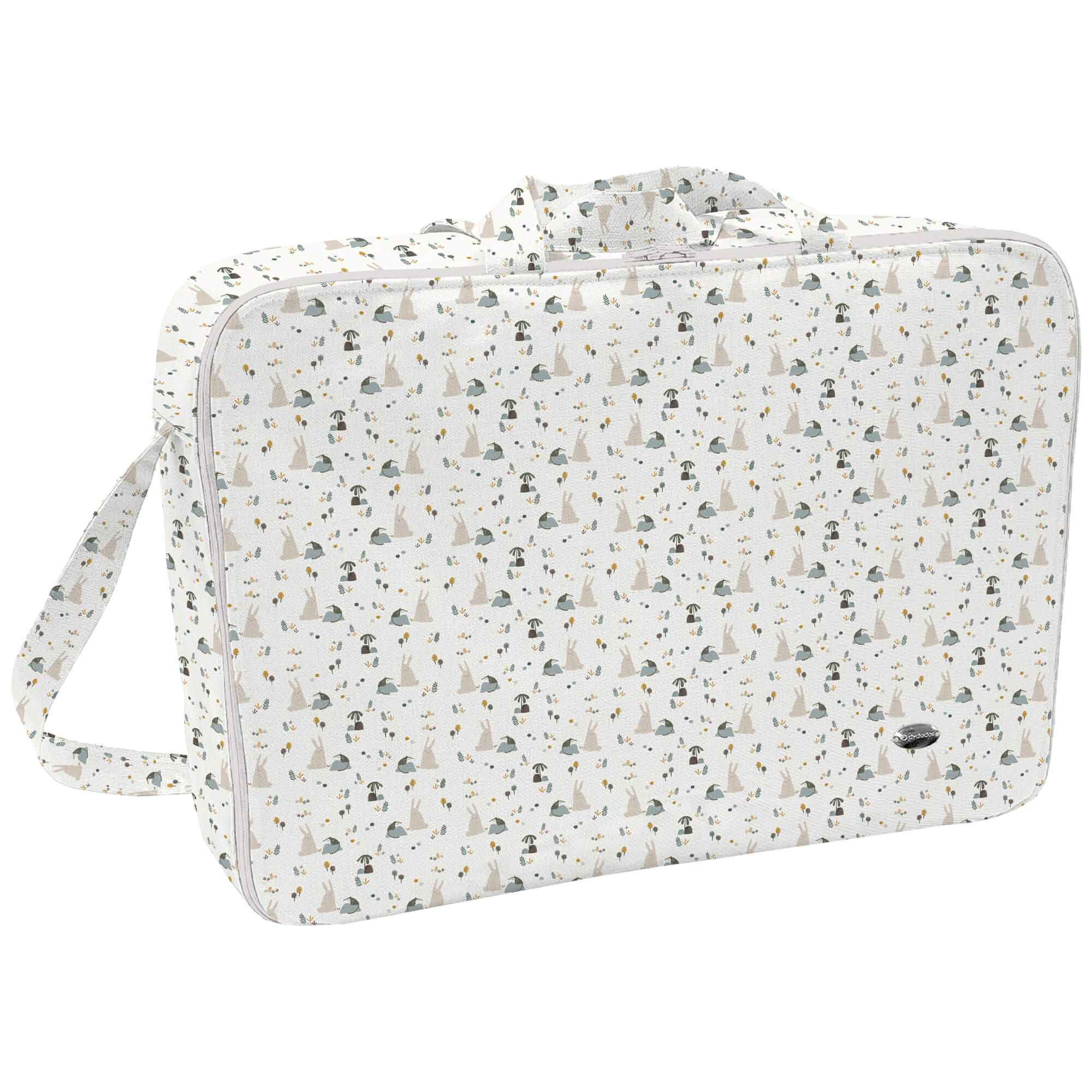 Maleta tejido estampado Riola Azul Maleta en tejido estampado Riola Azul. Para el interior tejido blanco impermeable.