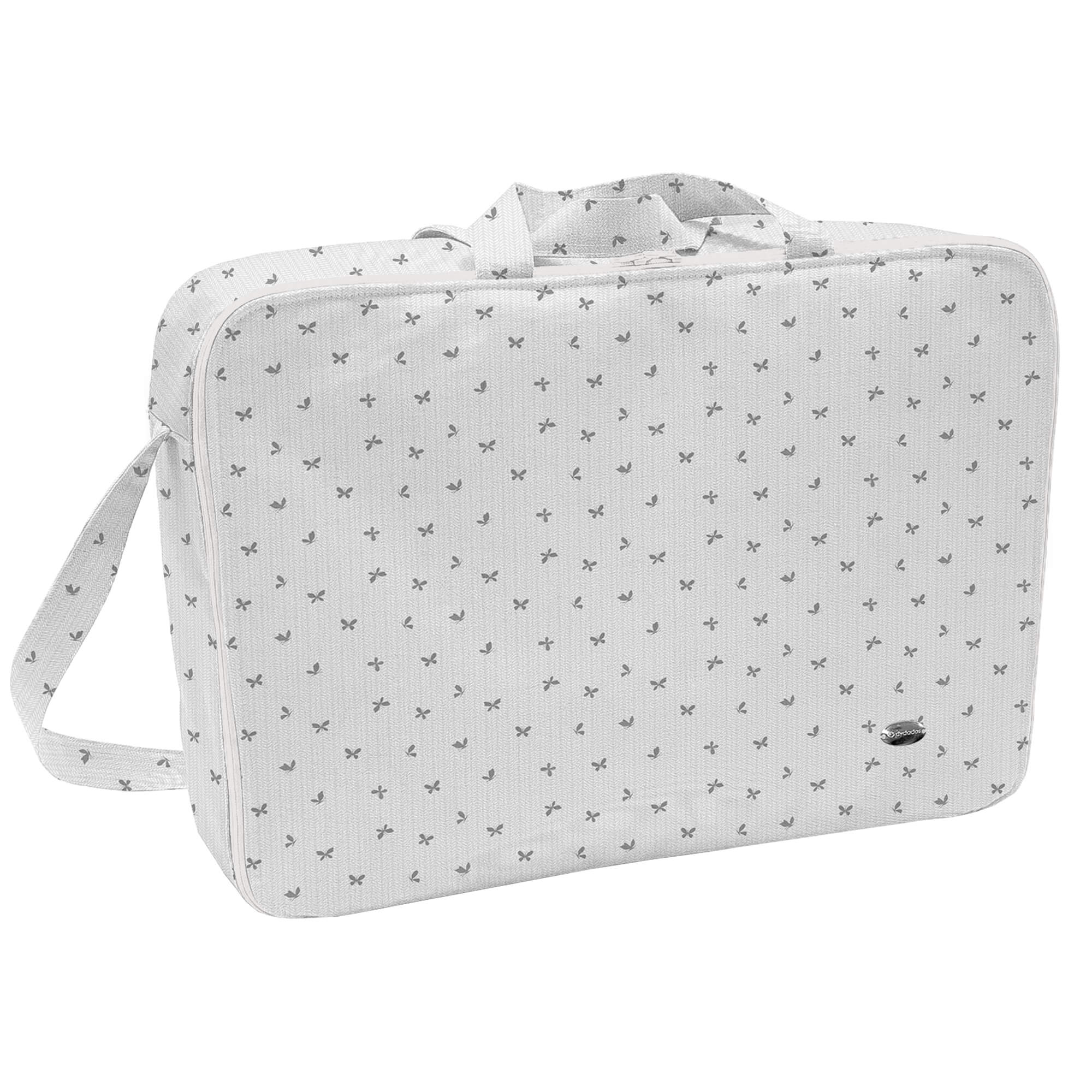 Maleta Indra gris Maleta para el bebé en tejido impermeable estampado Indra gris