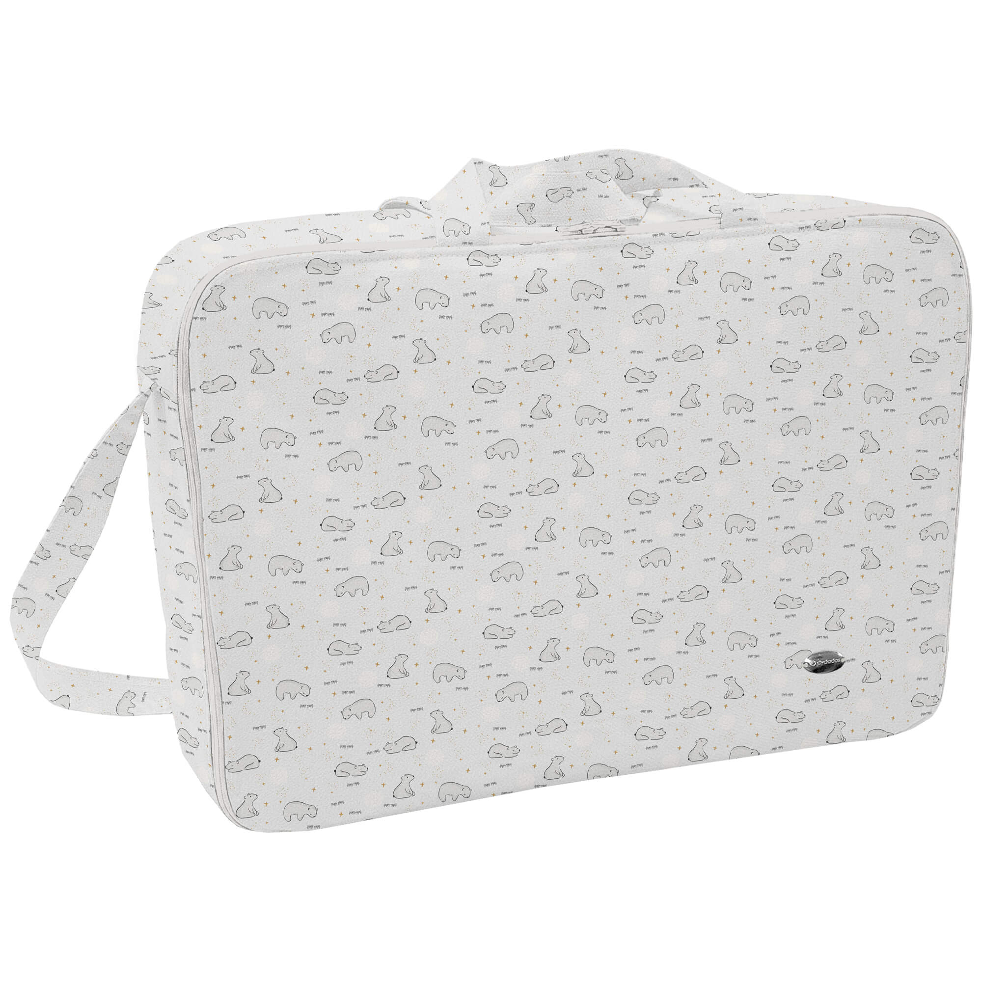 Maleta polipiel estampada Burdeos Maleta en tejido polipiel estampada Burdeos. Para el interior tejido blanco impermeable.