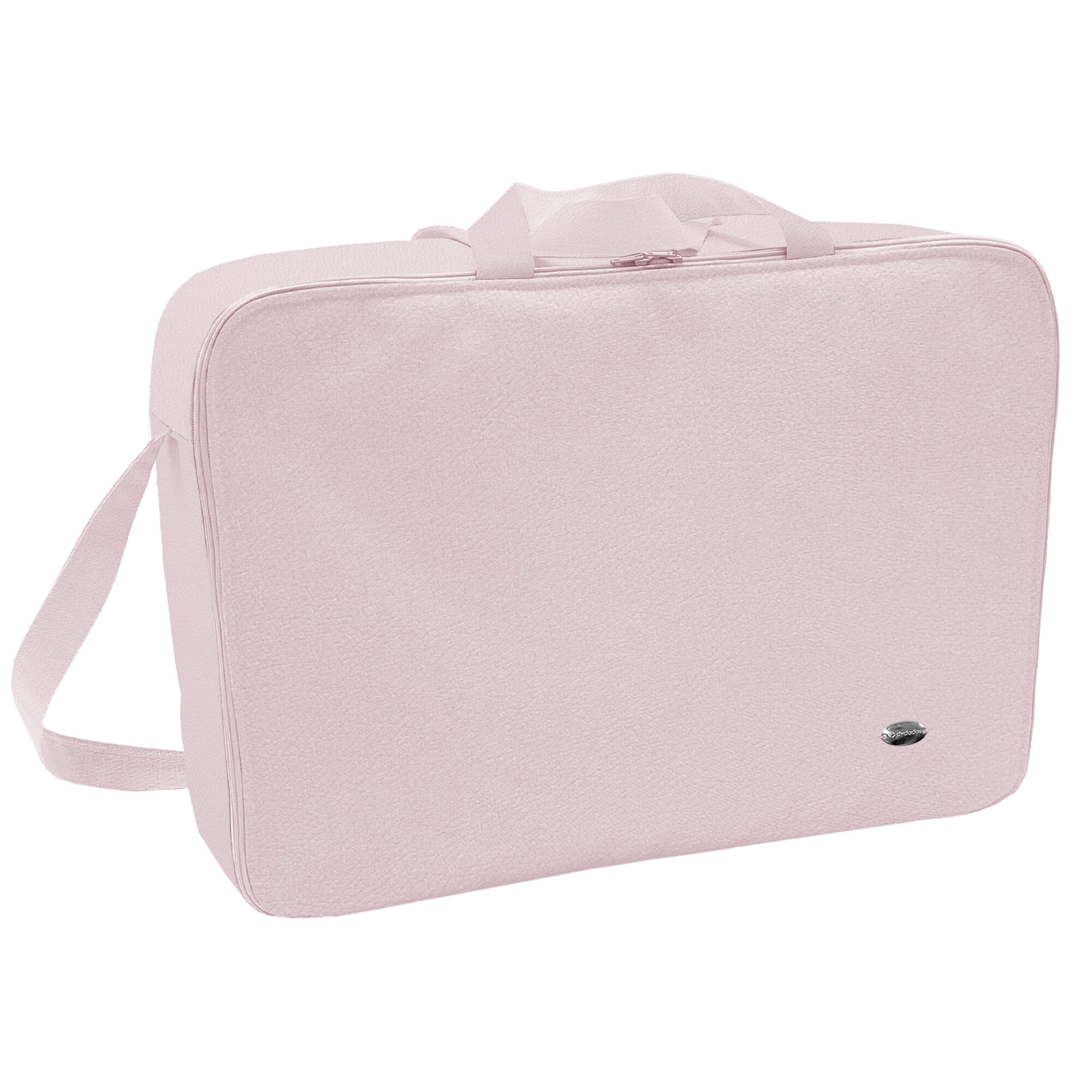 Maleta Pequeña polipiel rosa bebé Maleta para el bebé en tejido polipiel lisa color rosa bebé