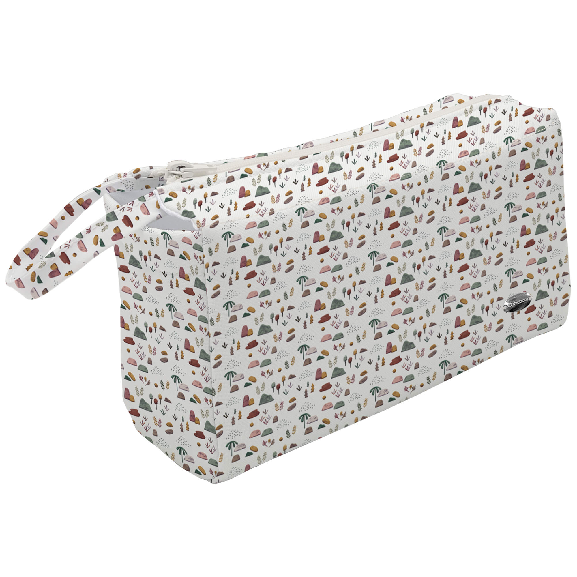 Neceser tejido estampado Denia Neceser en tejido estampado Denia. Para el interior tejido blanco impermeable.
