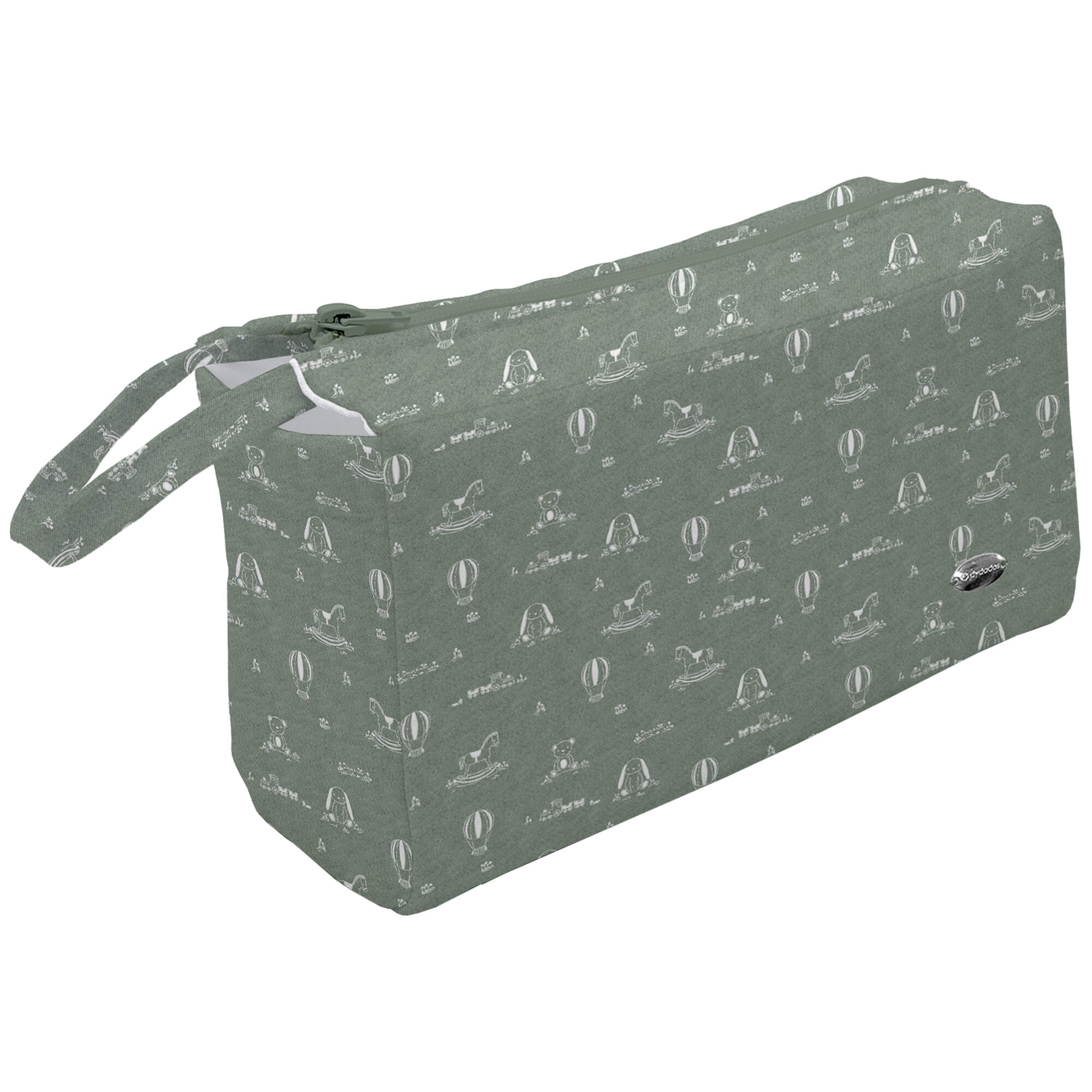 Neceser tejido estampado Dustin Verde Neceser en tejido estampado Dustin Verde. Para el interior tejido blanco impermeable.