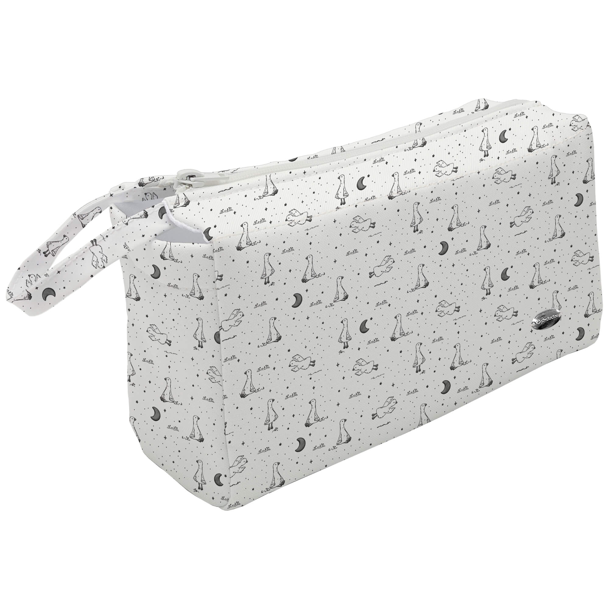 Neceser tejido estampado Lucca Gris Neceser en tejido estampado Lucca Gris. Para el interior tejido blanco impermeable.