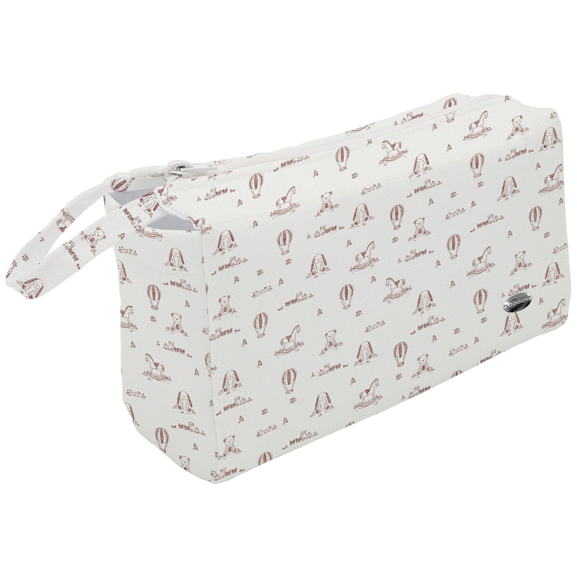 Neceser polipiel estampada Sueños Maquillaje Neceser en tejido polipiel estampada Sueños Maquillaje. Para el interior tejido blanco impermeable.