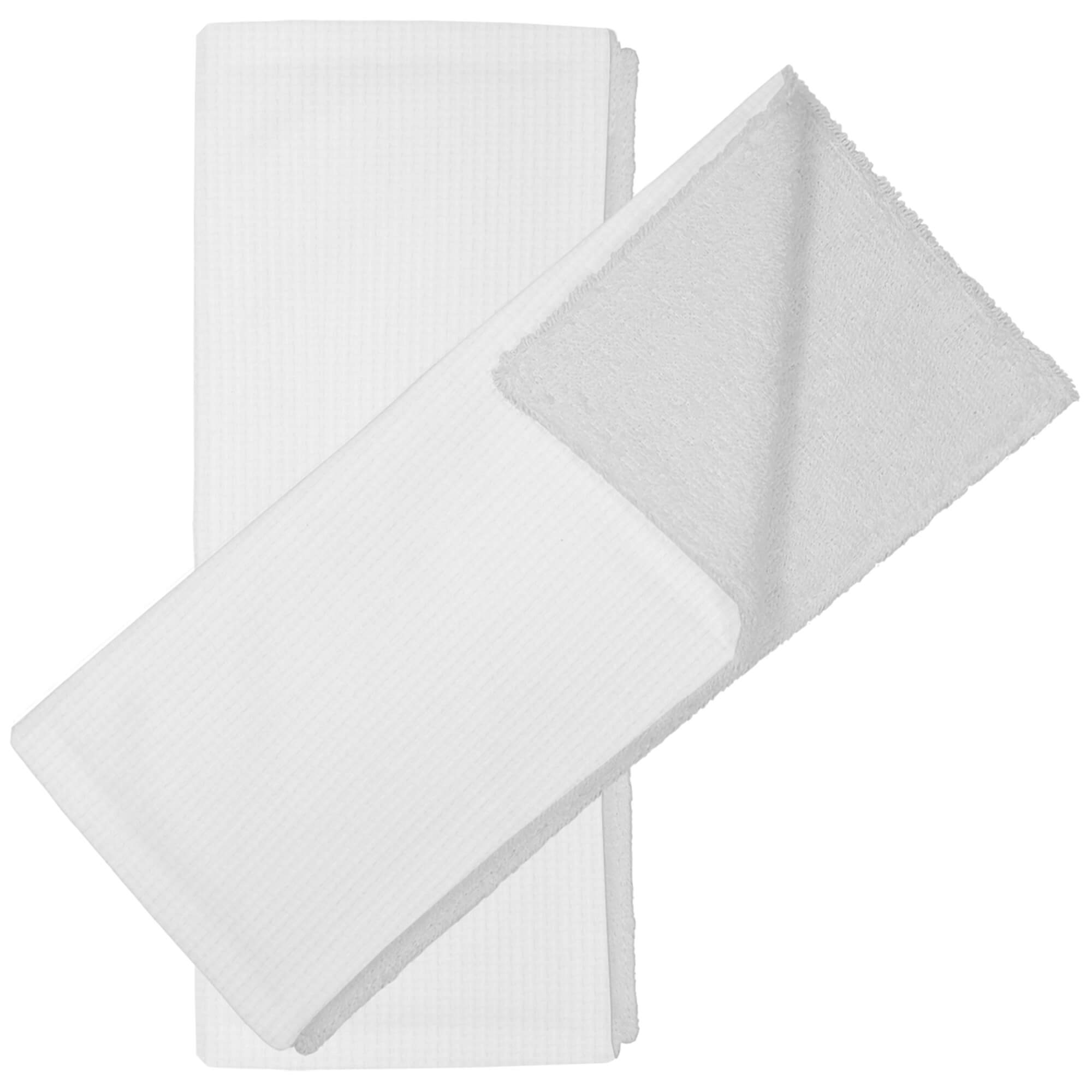 Babitas en tejido rizo de algodón por un lado y por el otro en bambula de algodón; Bambula blanco