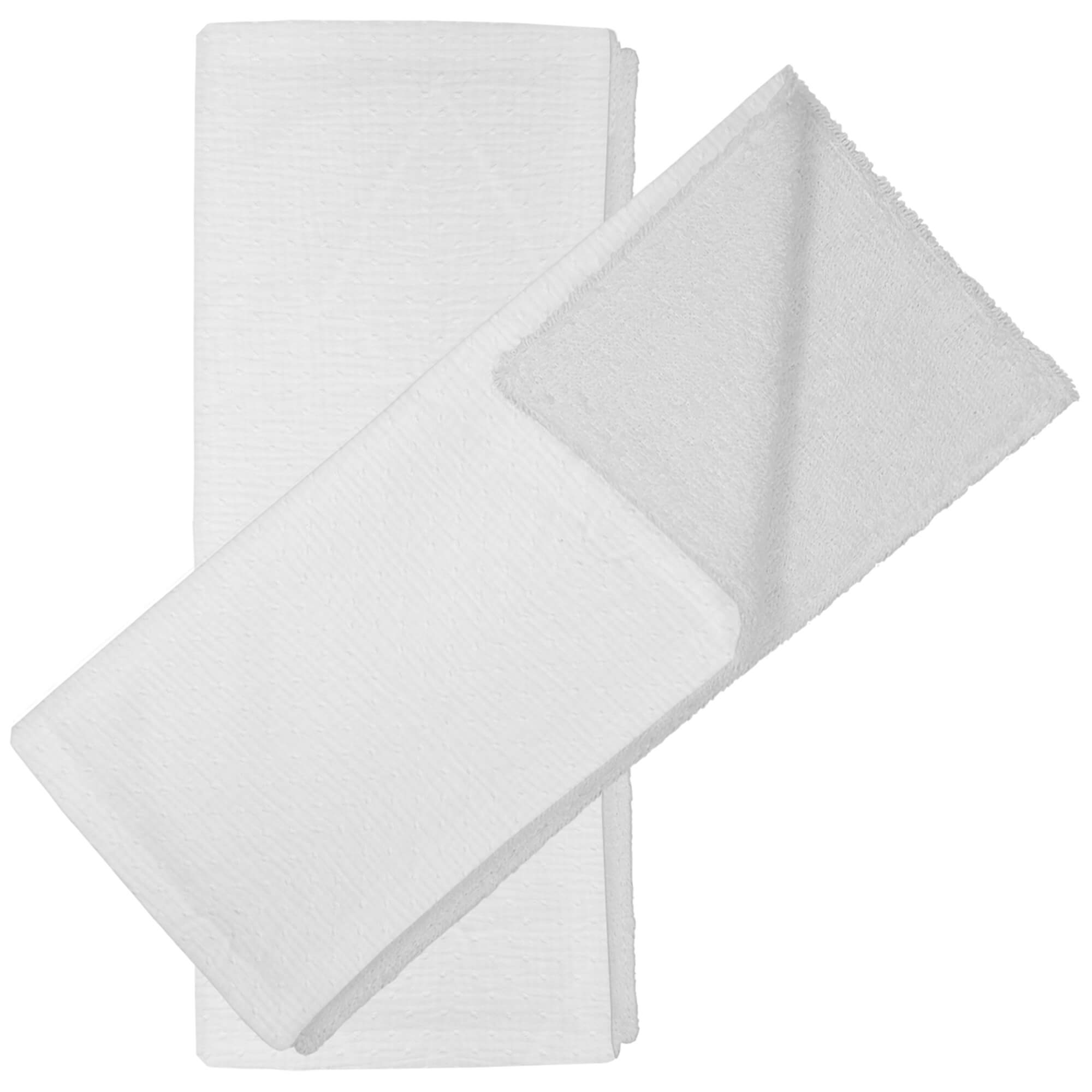 Babitas en tejido rizo de algodón por un lado y por el otro en bambula de algodón; Bambula plumeti blanco