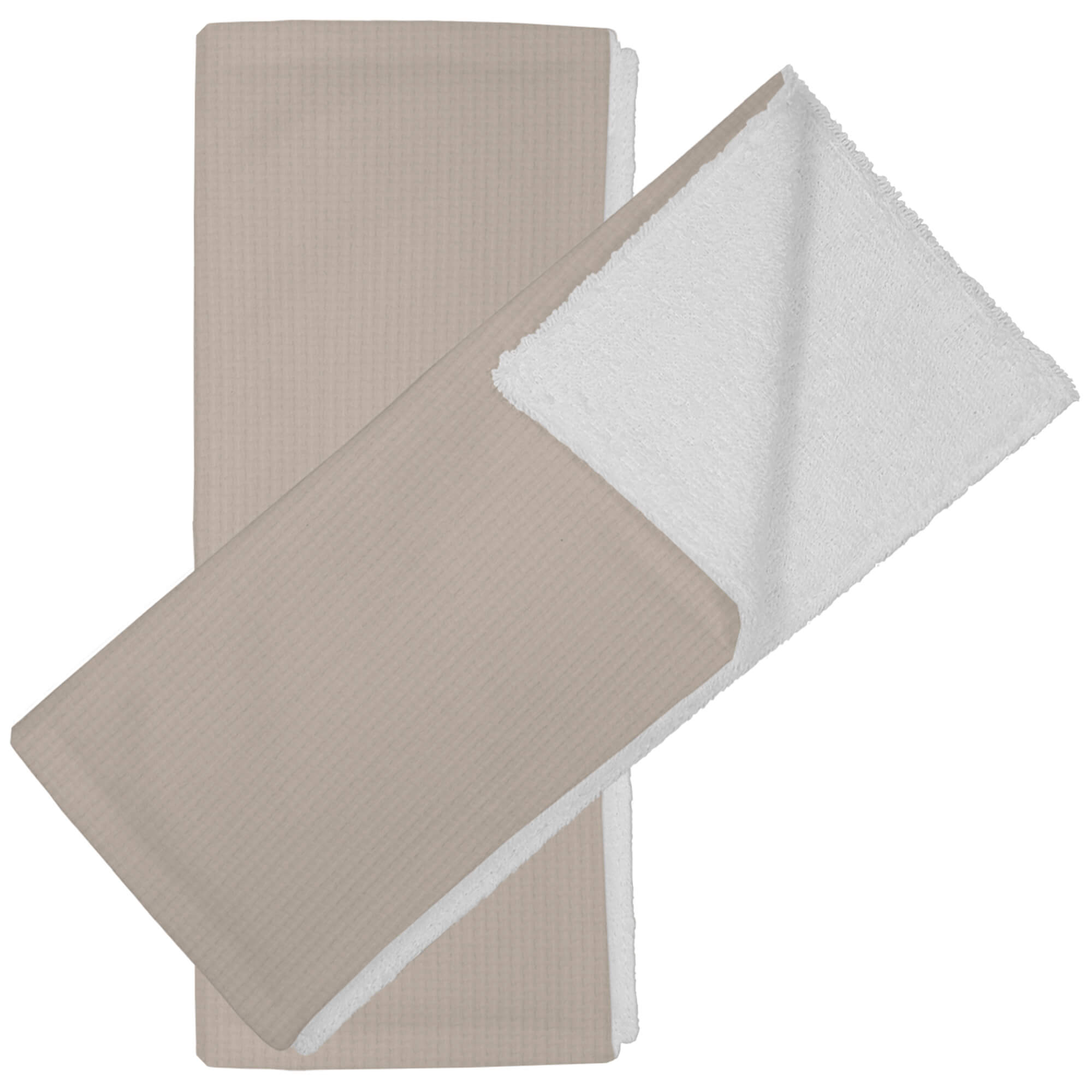 Babitas en tejido rizo de algodón por un lado y por el otro en bambula de algodón; Bambula tostado