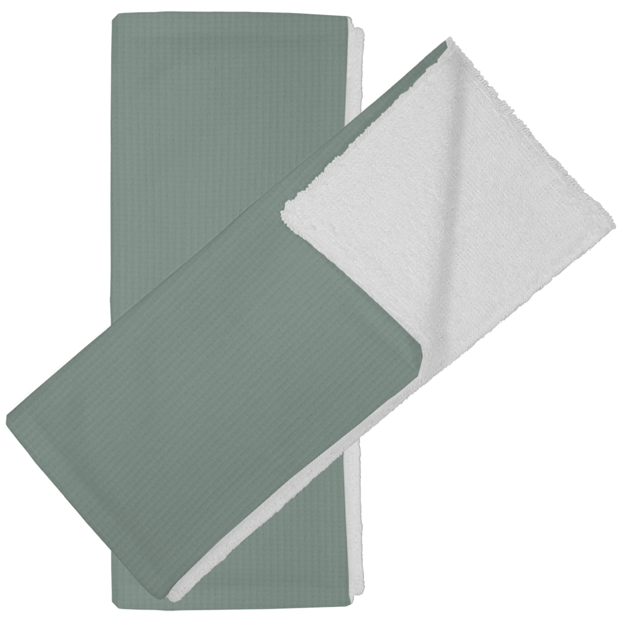 Babitas en tejido rizo de algodón por un lado y por el otro en bambula de algodón; Bambula verde