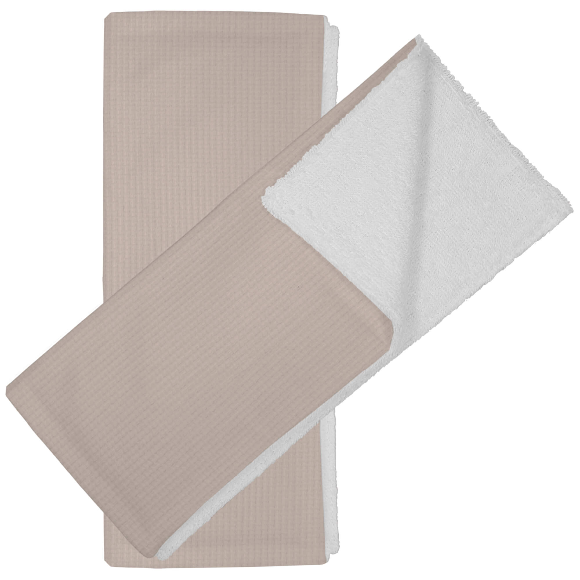 Babitas en tejido rizo de algodón por un lado y por el otro en piqué de algodón; Puzzle tostado