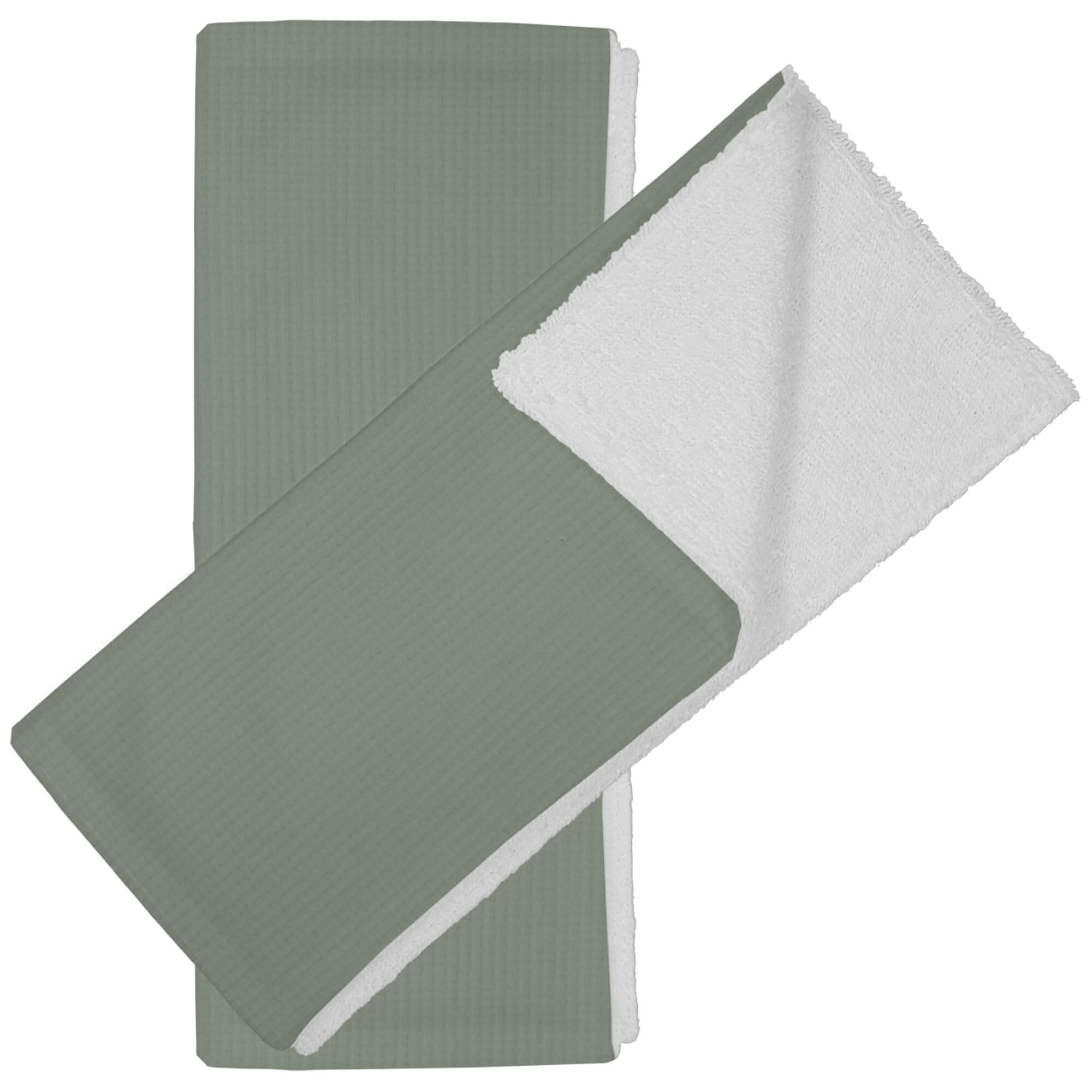 Babitas en tejido rizo de algodón por un lado y por el otro en piqué de algodón; Puzzle verde