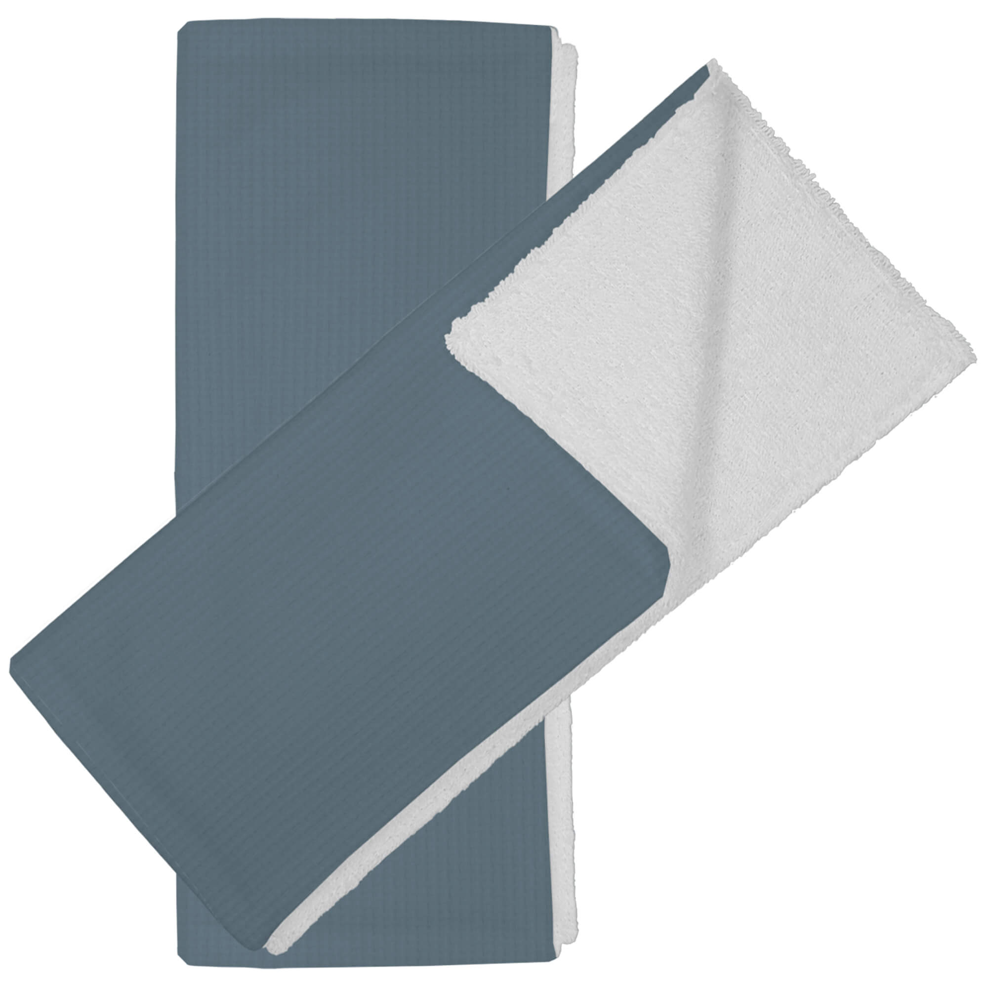 Babitas en tejido rizo de algodón por un lado y por el otro en piqué de algodón; Serker azul