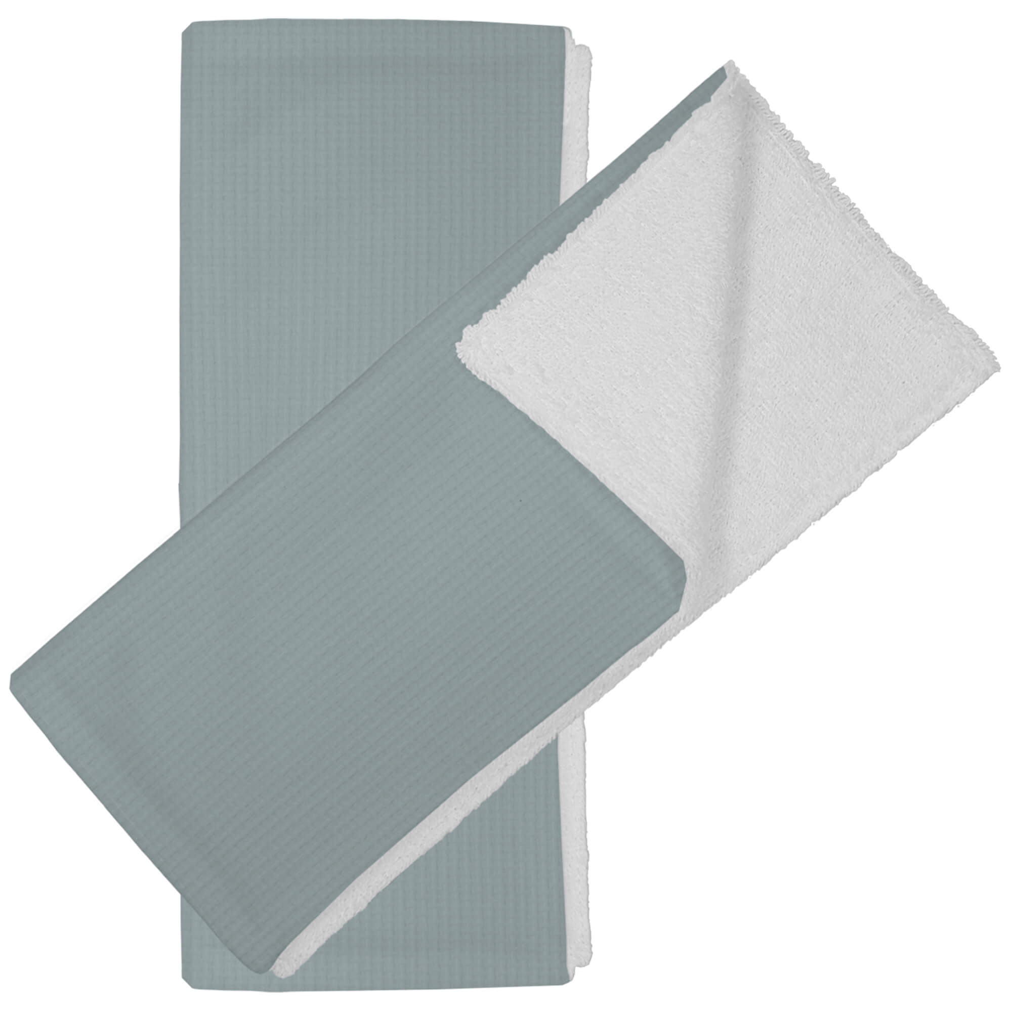 Babitas en tejido rizo de algodón por un lado y por el otro en piqué de algodón; Serker menta