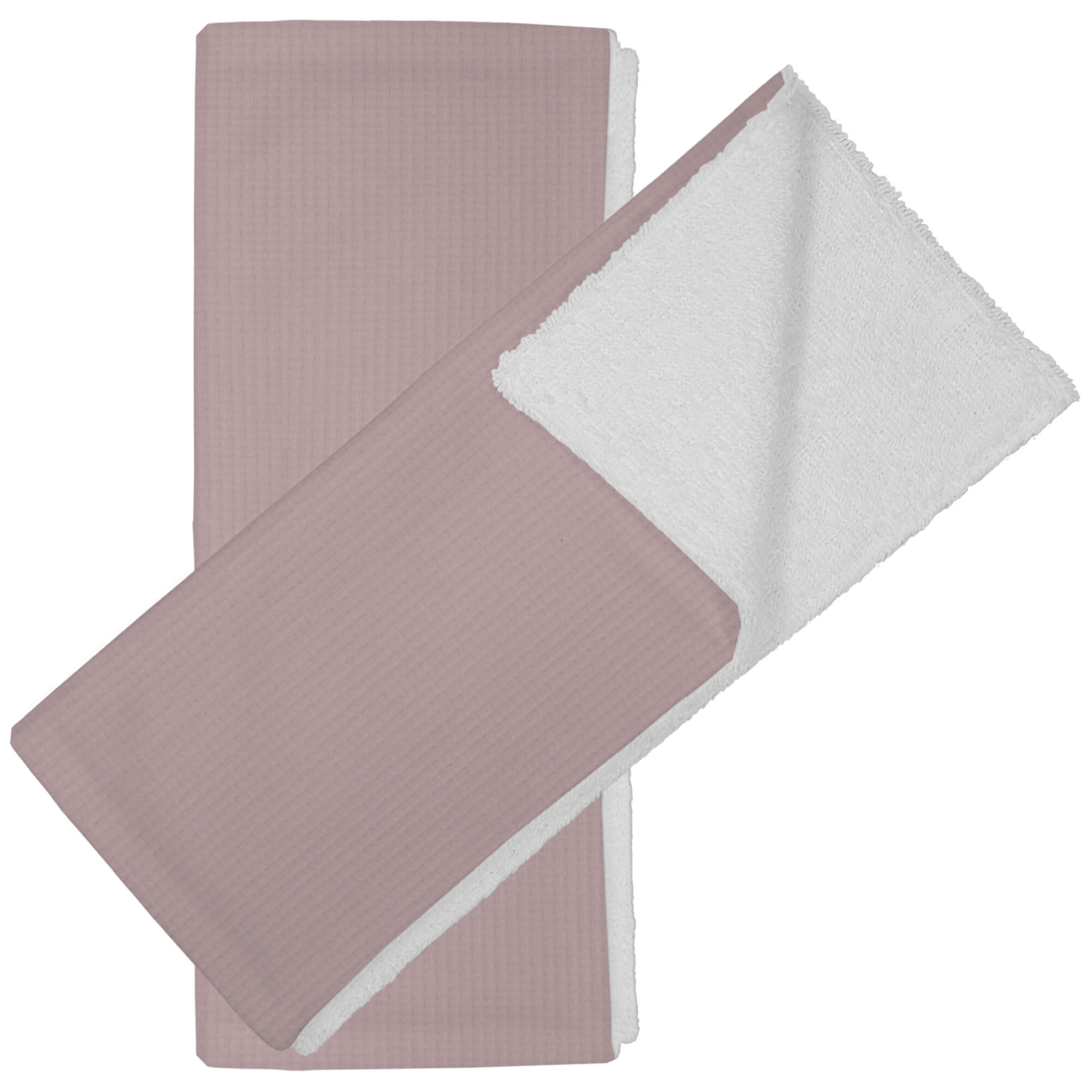 Babitas en tejido rizo de algodón por un lado y por el otro en piqué de algodón; Serker rosa