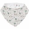 Bandana grande en tejido villela estampada y por el revés rizo de algodón; colección Benny y Bambi