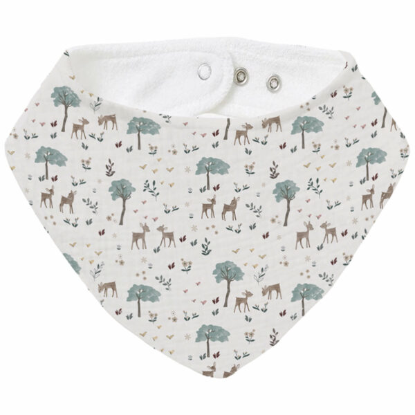 Bandana grande en tejido villela estampada y por el revés rizo de algodón; colección Benny y Bambi