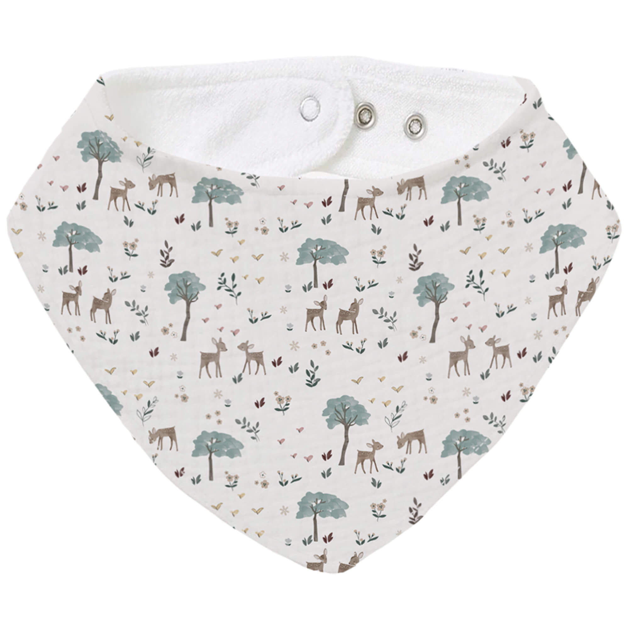 Bandana grande Benny y Bambi Bandana grande en tejido villela estampada y por el revés rizo de algodón; colección Benny y Bambi