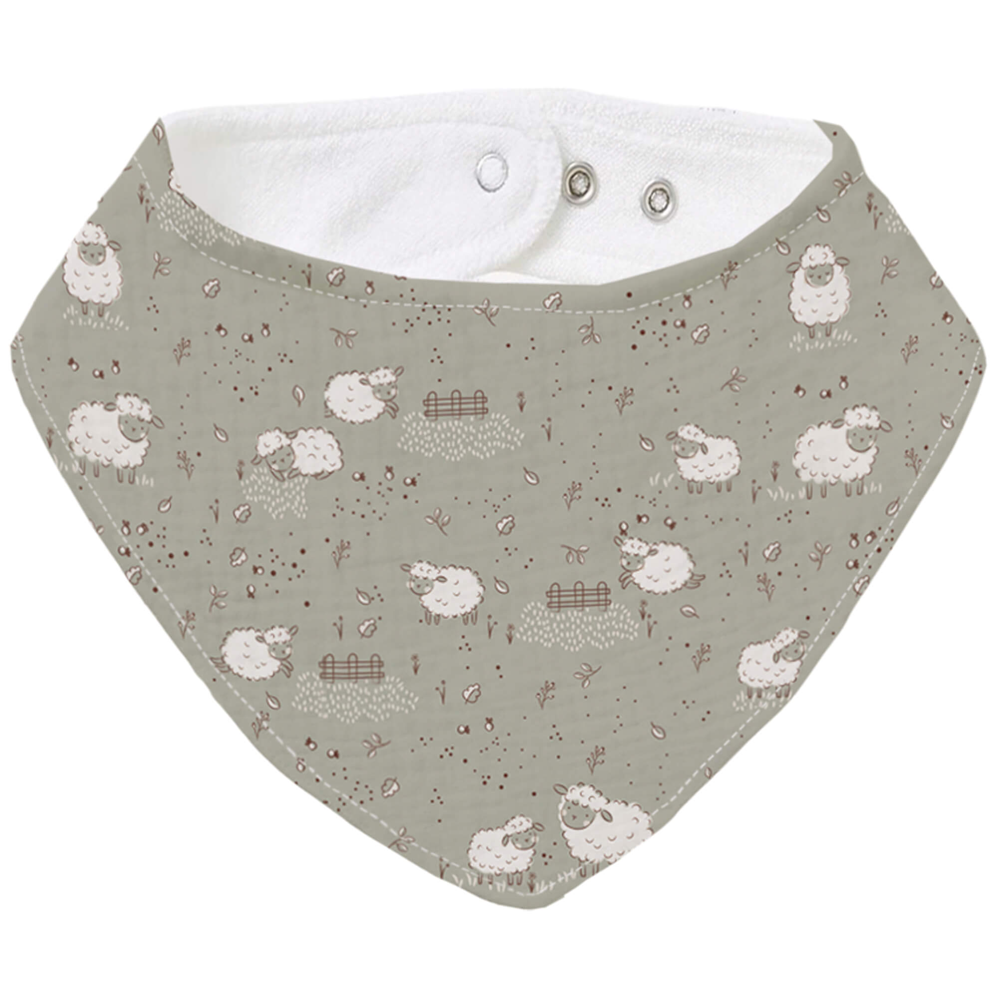 Bandana grande Doly Bandana grande en tejido villela estampada y por el revés rizo de algodón; colección Doly