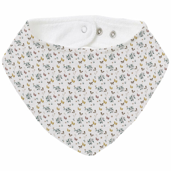 Bandana grande en tejido villela estampada y por el revés rizo de algodón; colección Gala y Zoe