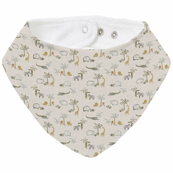 Bandana grande en tejido villela estampada y por el revés rizo de algodón; colección Henry