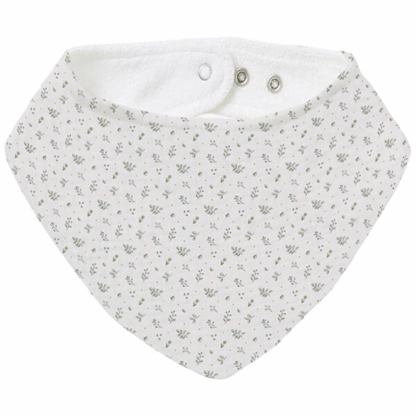 Bandana grande en tejido villela estampada y por el revés rizo de algodón; colección Luan Verde