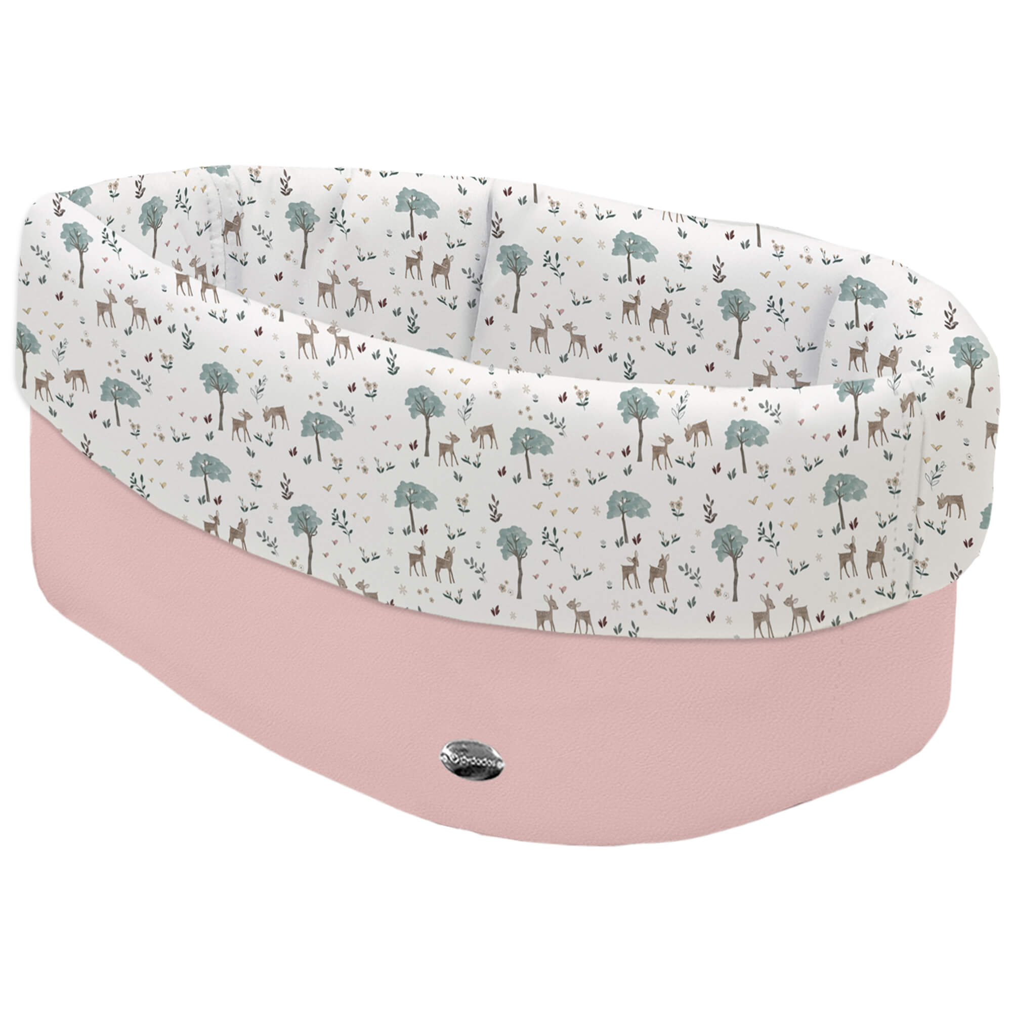 Cesta de Baño polipiel rosado Bambi Cesta de Baño por fuera en tejido polipiel color rosado; por dentro y vuelta en tejido villela estampado colección Bambi