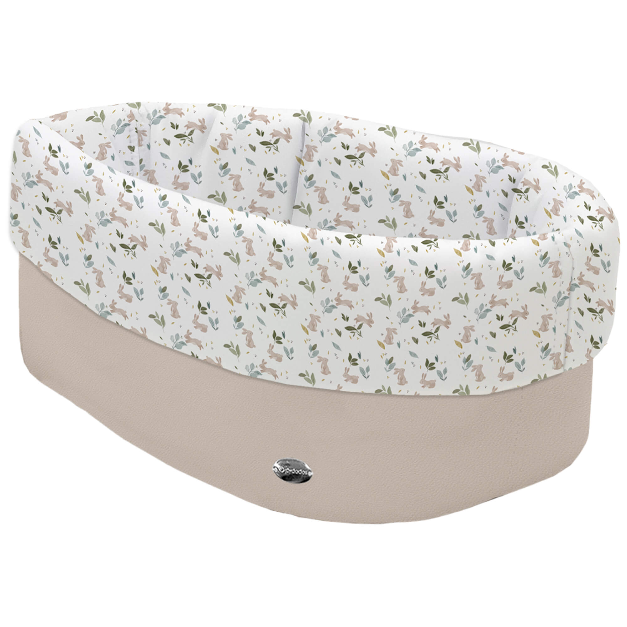 Cesta de Baño polipiel tostado Altea Cesta de Baño por fuera en tejido polipiel color tostado; por dentro y vuelta en tejido villela estampado colección Altea
