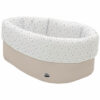 Cesta de Baño por fuera en tejido polipiel color tostado; por dentro en tejido villela estampada colección Luan Tostado