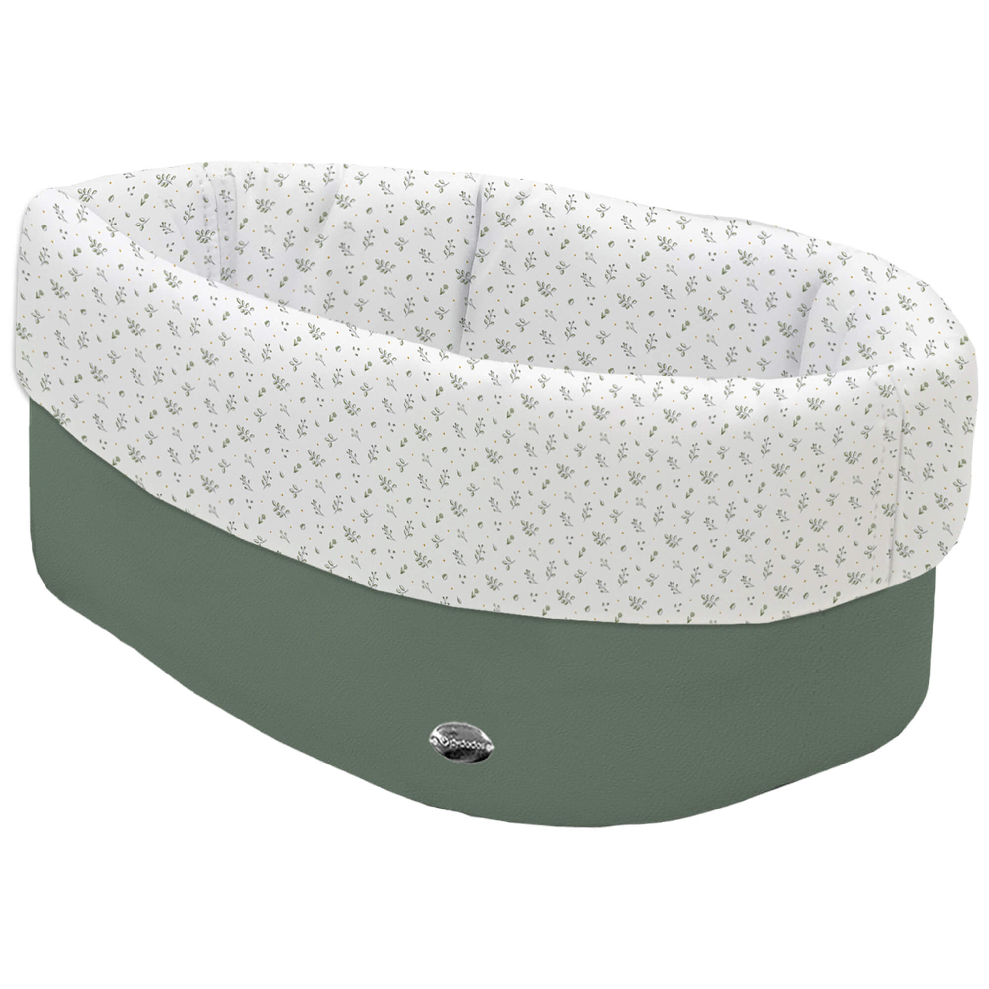 Cesta de Baño polipiel verde Luan Verde Cesta de Baño por fuera en tejido polipiel verde; por dentro y vuelta en tejido villela estampado colección Luan Verde