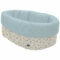 Cesta de Baño por fuera en tejido polipiel estampada Henry; por dentro tejido villela de algodón en liso color blue