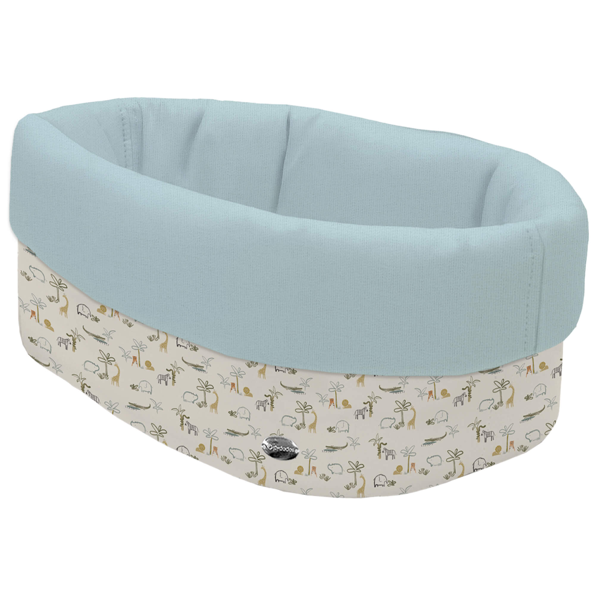 Cesta de Baño polipiel villela blue Henry Cesta de Baño por fuera en tejido polipiel estampada Henry; por dentro tejido villela de algodón en liso color blue