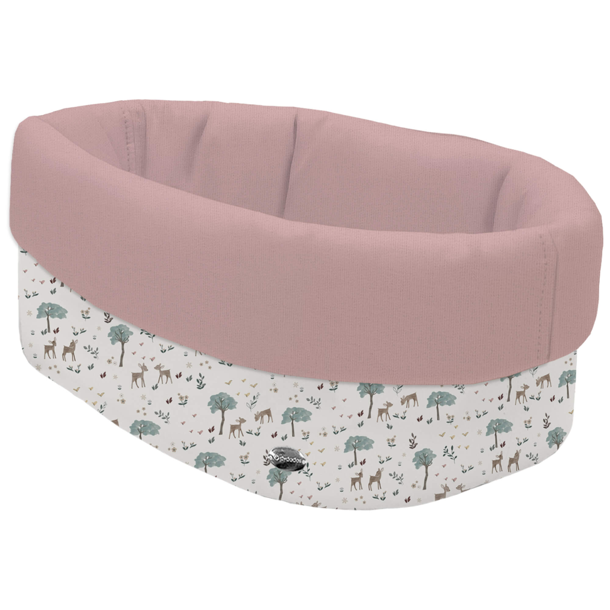 Cesta de Baño por fuera en tejido polipiel estampada Benny; por dentro en tejido villela maquillaje Benny