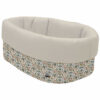 Cesta de Baño por fuera en tejido polipiel estampada Daren; por dentro tejido villela de algodón en liso color tostado