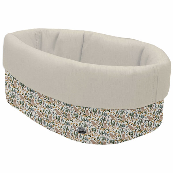 Cesta de Baño por fuera en tejido polipiel estampada Daren; por dentro tejido villela de algodón en liso color tostado