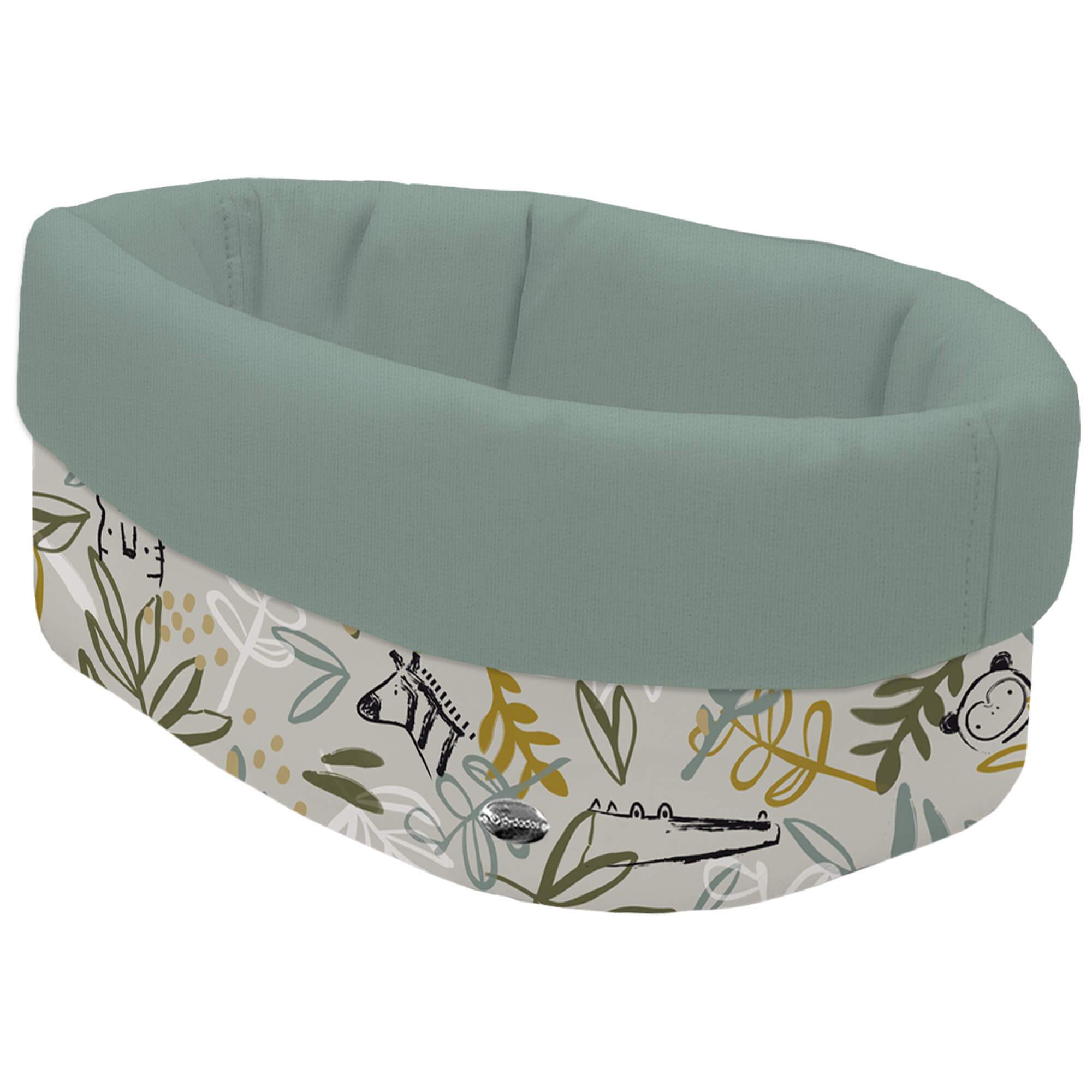 Cesta de Baño polipiel villela verde Marco Cesta de Baño por fuera en tejido polipiel estampada Marco; por dentro tejido villela de algodón en liso color verde