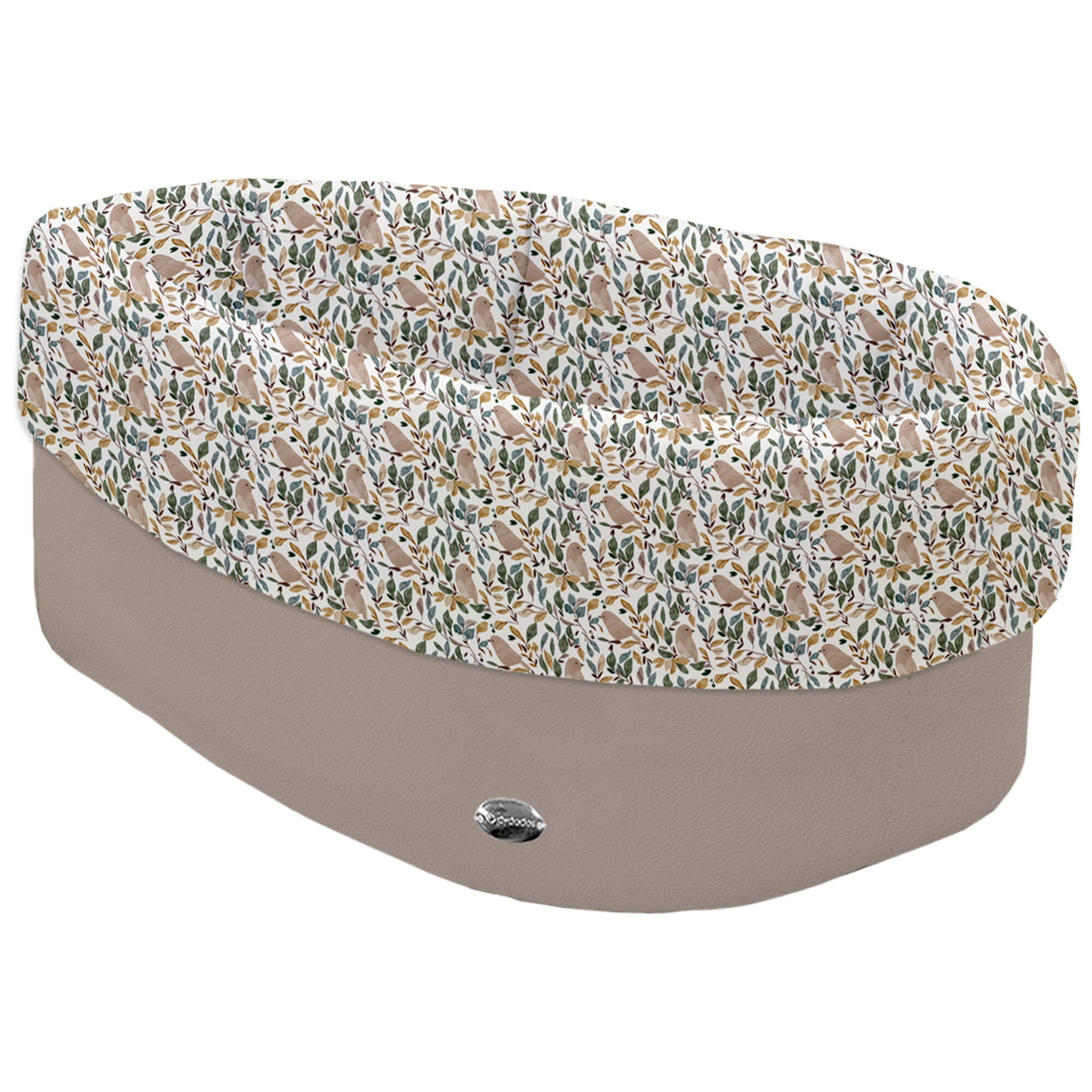 Cesta de Baño polipiel visón; por dentro y vuelta en tejido villela estampado colección Dylan Cesta de Baño por fuera en tejido polipiel visón; por dentro y vuelta en tejido villela estampado colección Dylan