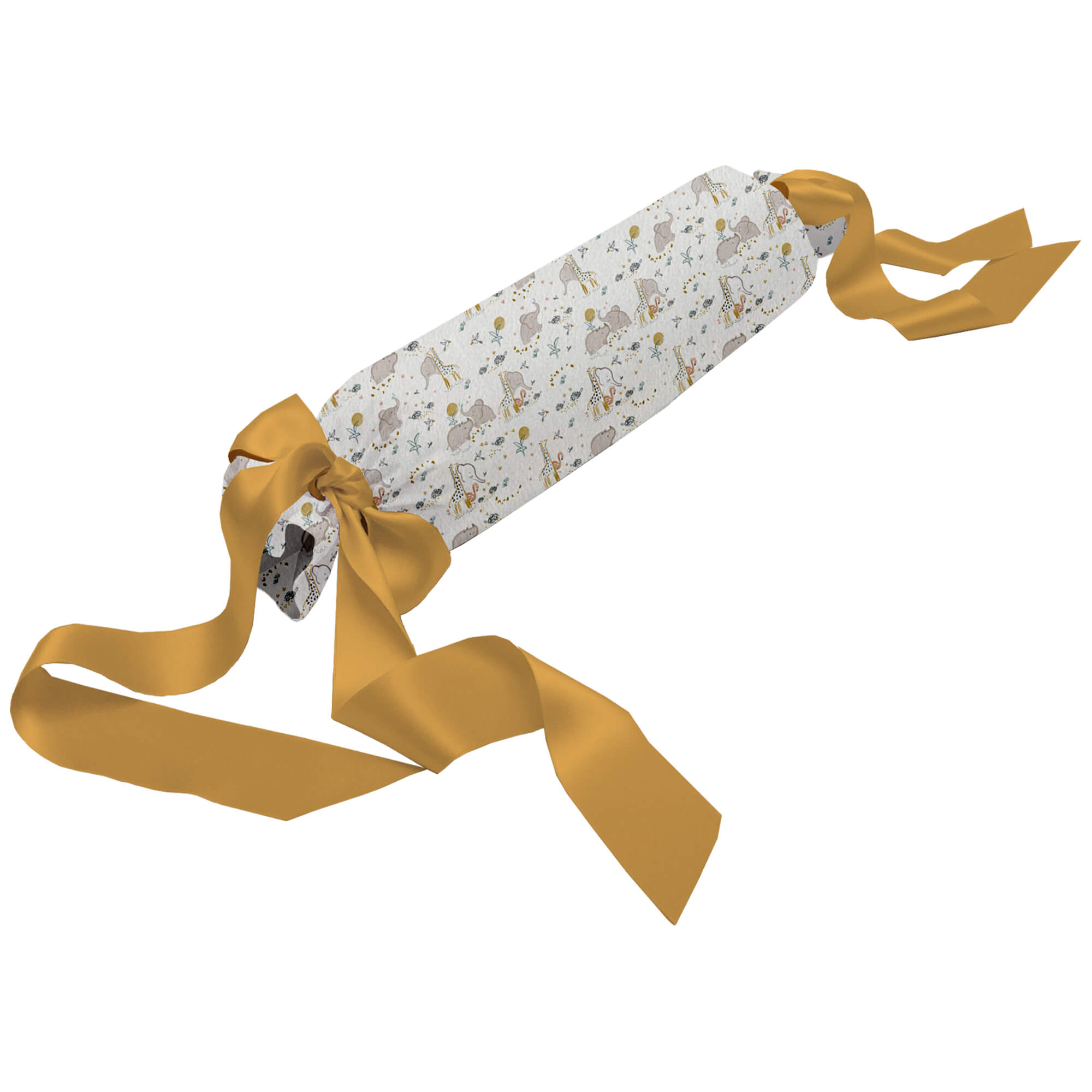 Cojín antivuelco pelo mostaza Izan Cojín antivuelco en tejido pelo estampado Izan