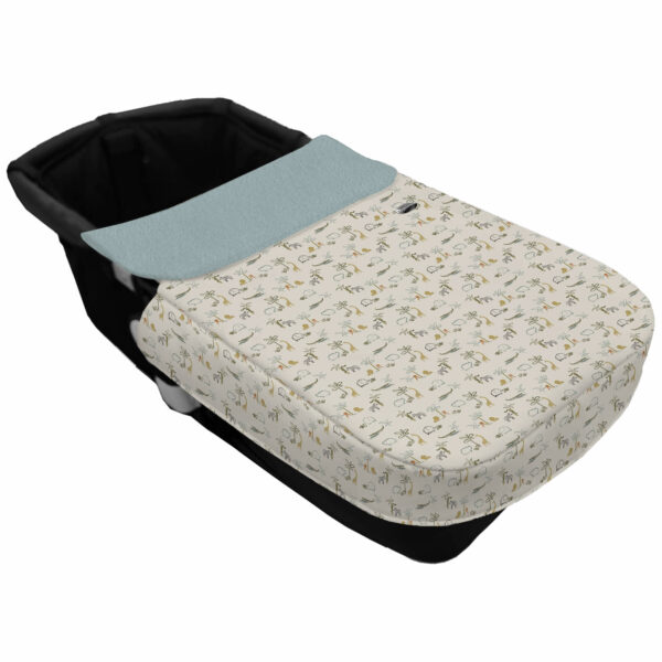 Colcha para Capazo con Cinturón en tejido impermeable muy calentito estampado Henry. Para el babero pelo liso color azuleto