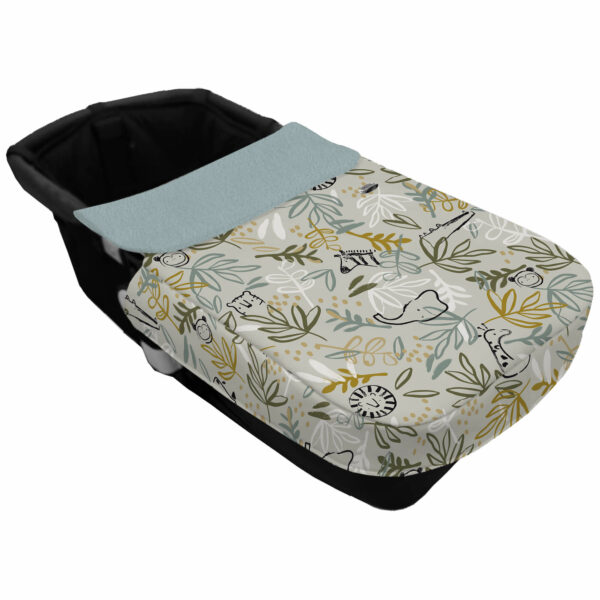 Colcha para Capazo con Cinturón en tejido impermeable muy calentito estampado Marco. Para el babero pelo liso color azuleto