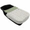 Colcha para Capazo con Cinturón en tejido impermeable muy calentito estampado Cristel. Para el babero pelo liso color verde