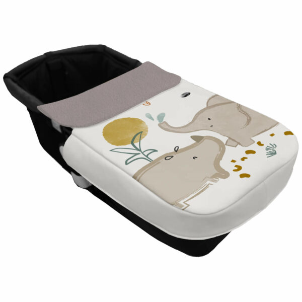 Colcha para Capazo con Cinturón en tejido polipiel muy suave estampado Guillen. Para el babero pelo liso color arena