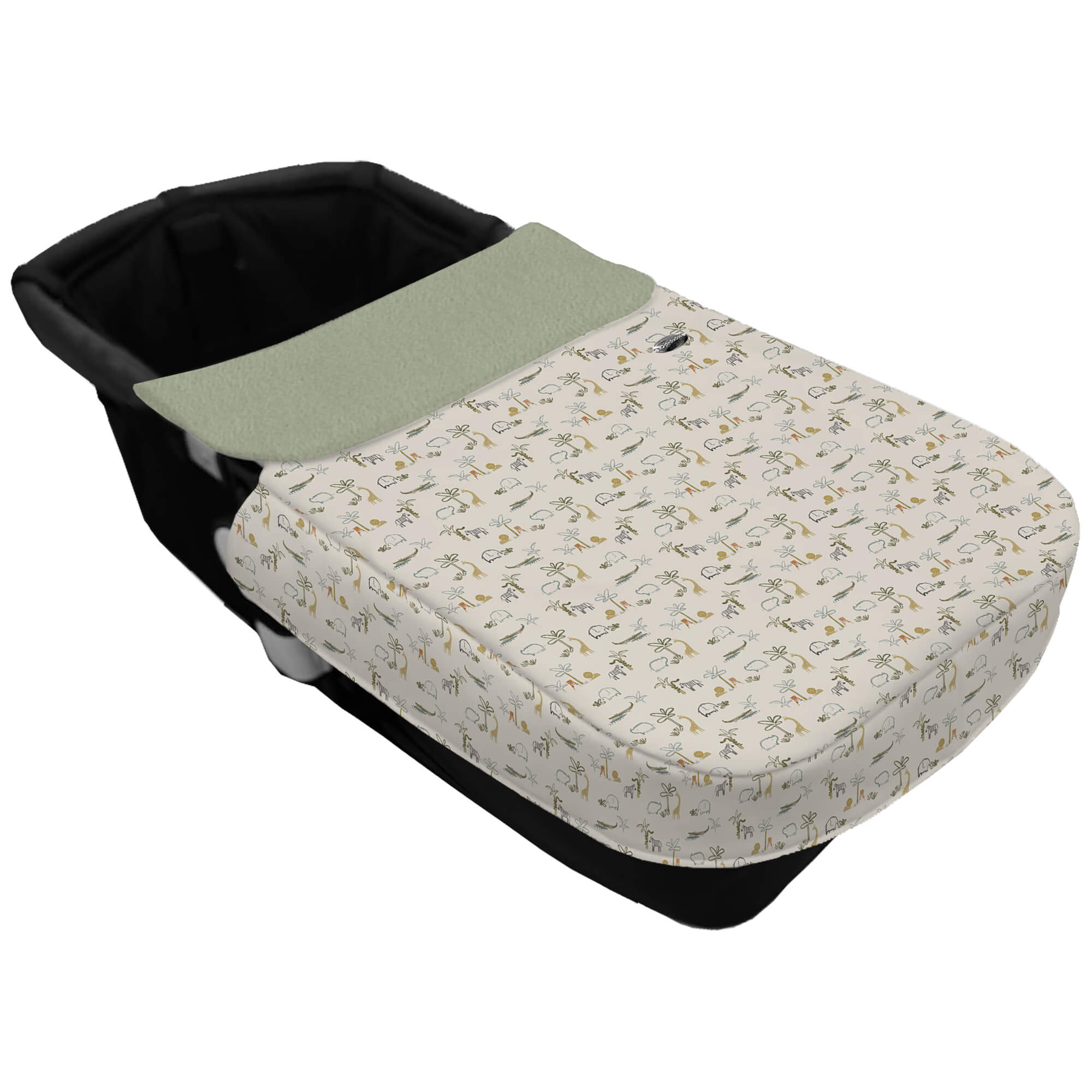 Colcha para Capazo con Cinturón en tejido polipiel muy suave estampado Henry. Para el babero pelo liso color verde