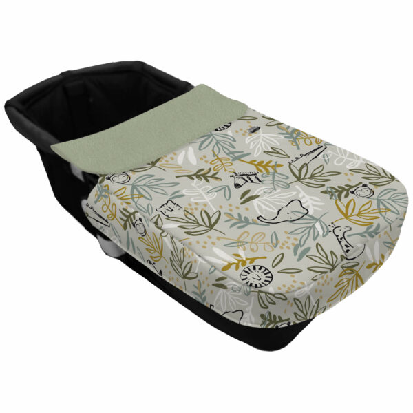 Colcha para Capazo con Cinturón en tejido polipiel muy suave estampado Marco. Para el babero pelo liso color verde