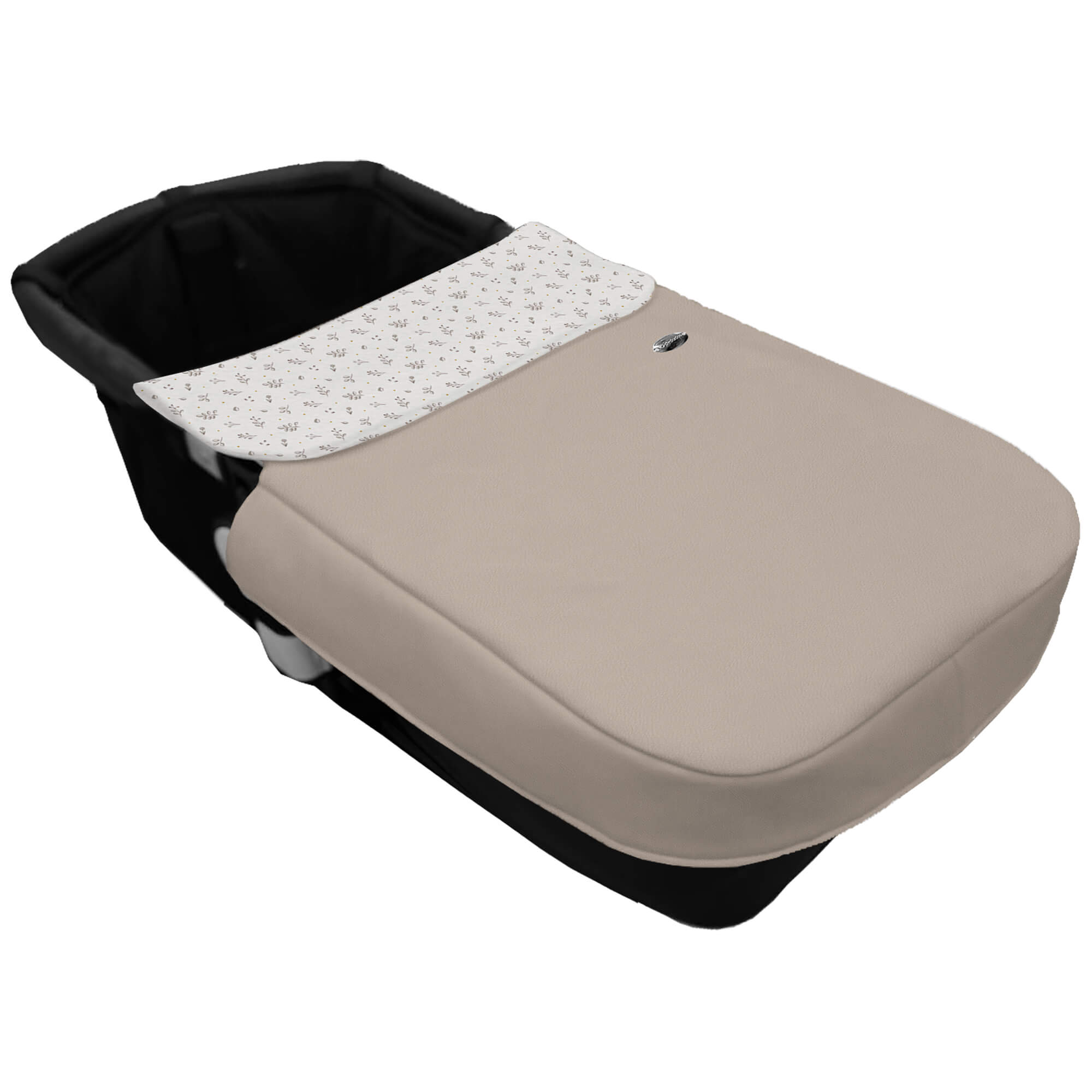 Colcha para Capazo con Cinturón en polipiel color tostado. Babero pelo estampado Luan Tostado Colcha para Capazo con Cinturón en tejido polipiel muy suave color tostado. Para el babero pelo estampado Luan Tostado