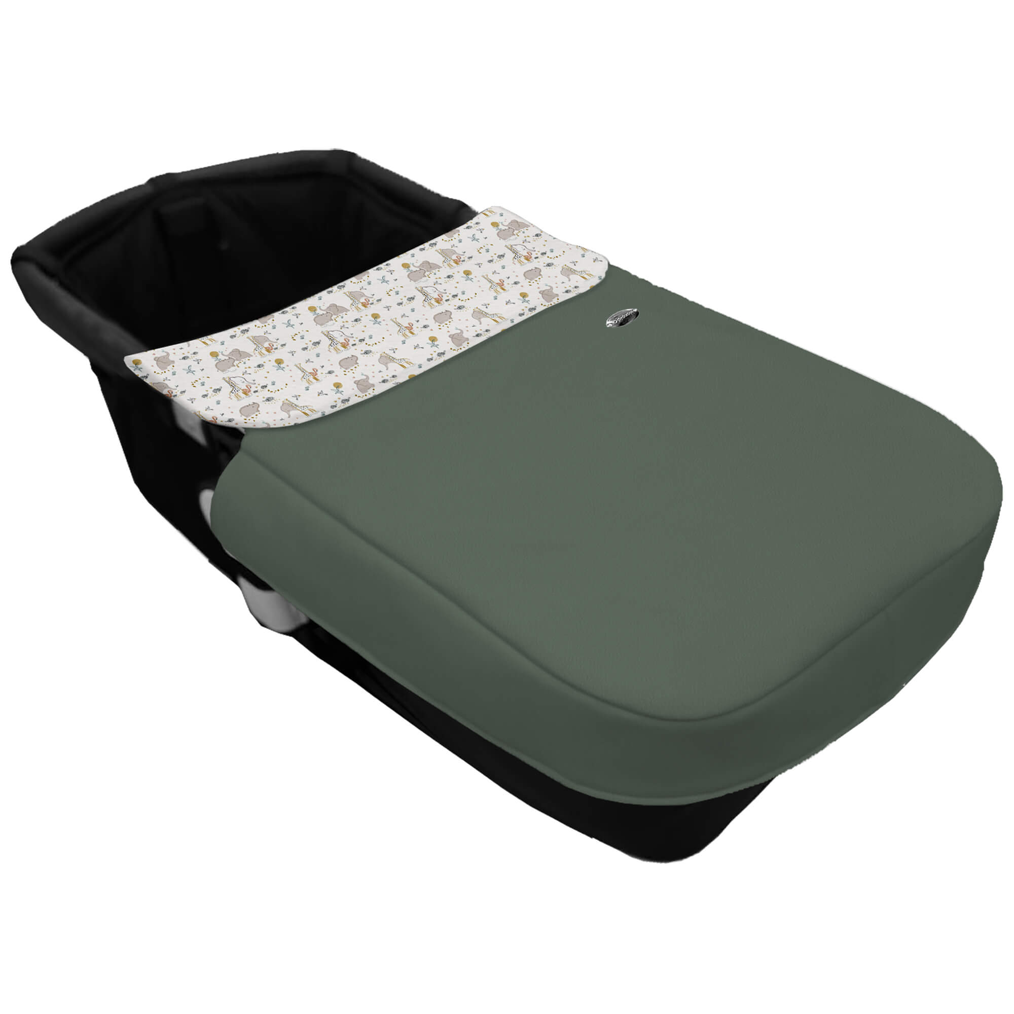 Colcha para Capazo con Cinturón en polipiel color verde. Babero pelo estampado Erick Colcha para Capazo con Cinturón en tejido polipiel muy suave color verde. Para el babero pelo estampado Erick