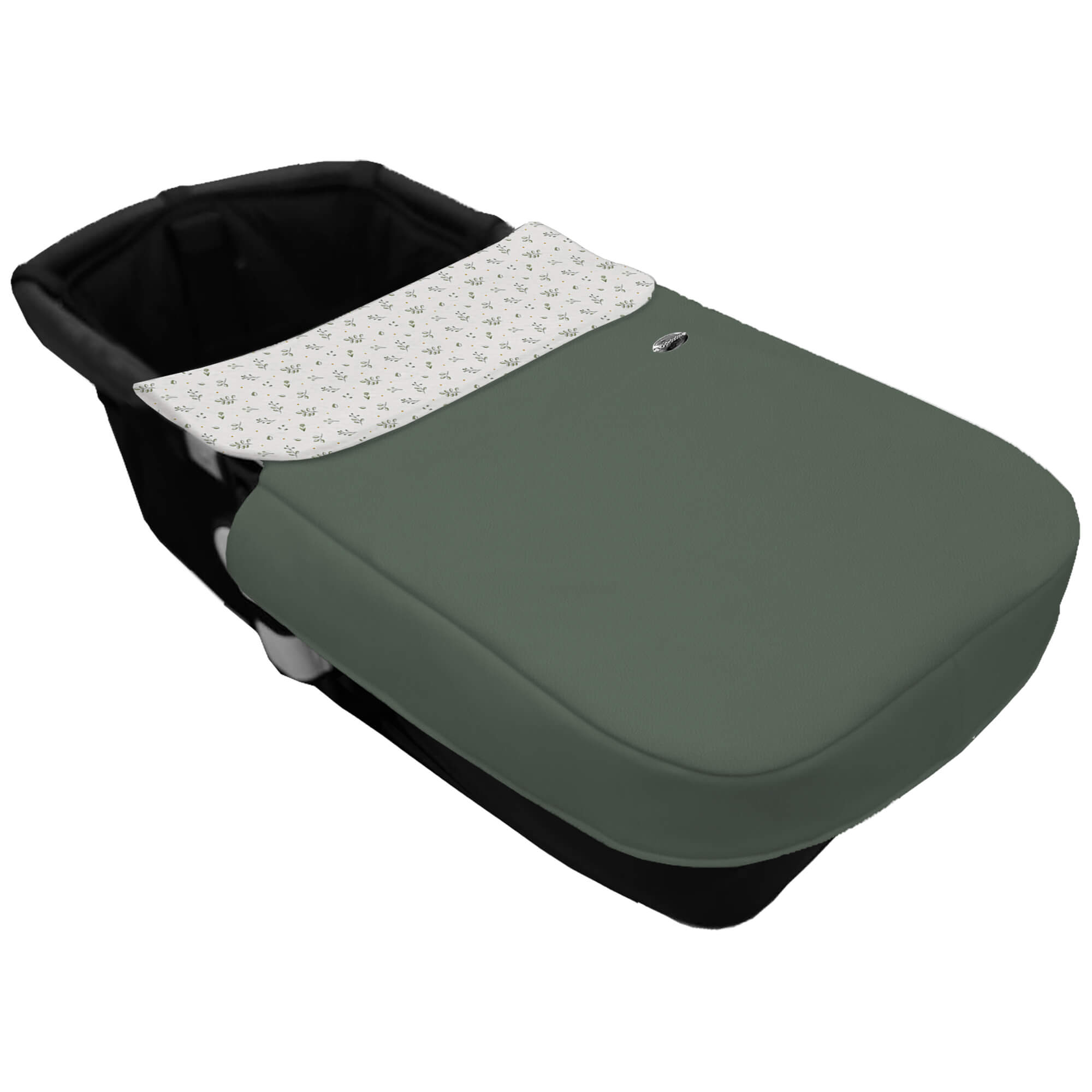 Colcha para Capazo con Cinturón en polipiel color verde. Babero pelo estampado Luan Verde Colcha para Capazo con Cinturón en tejido polipiel muy suave color verde. Para el babero pelo estampado Luan Verde