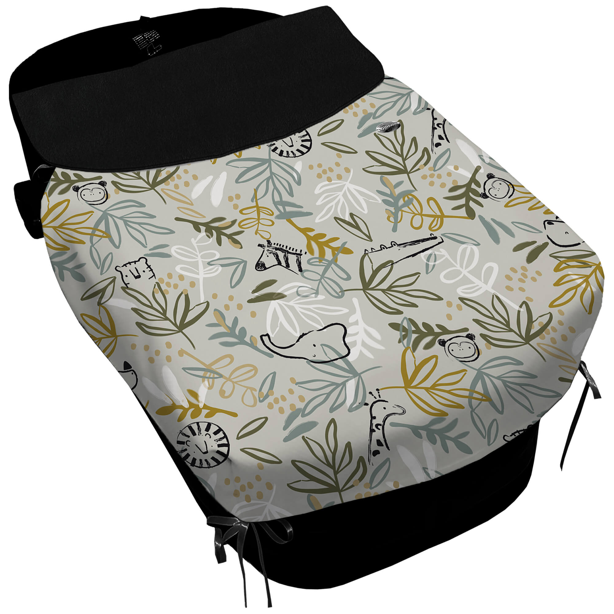 Colcha para Capazo con Lazos en tejido impermeable estampado Marco. Babero pelo liso color negro Colcha para Capazo con Lazos en tejido impermeable muy calentito estampado Marco. Para el babero pelo liso color negro