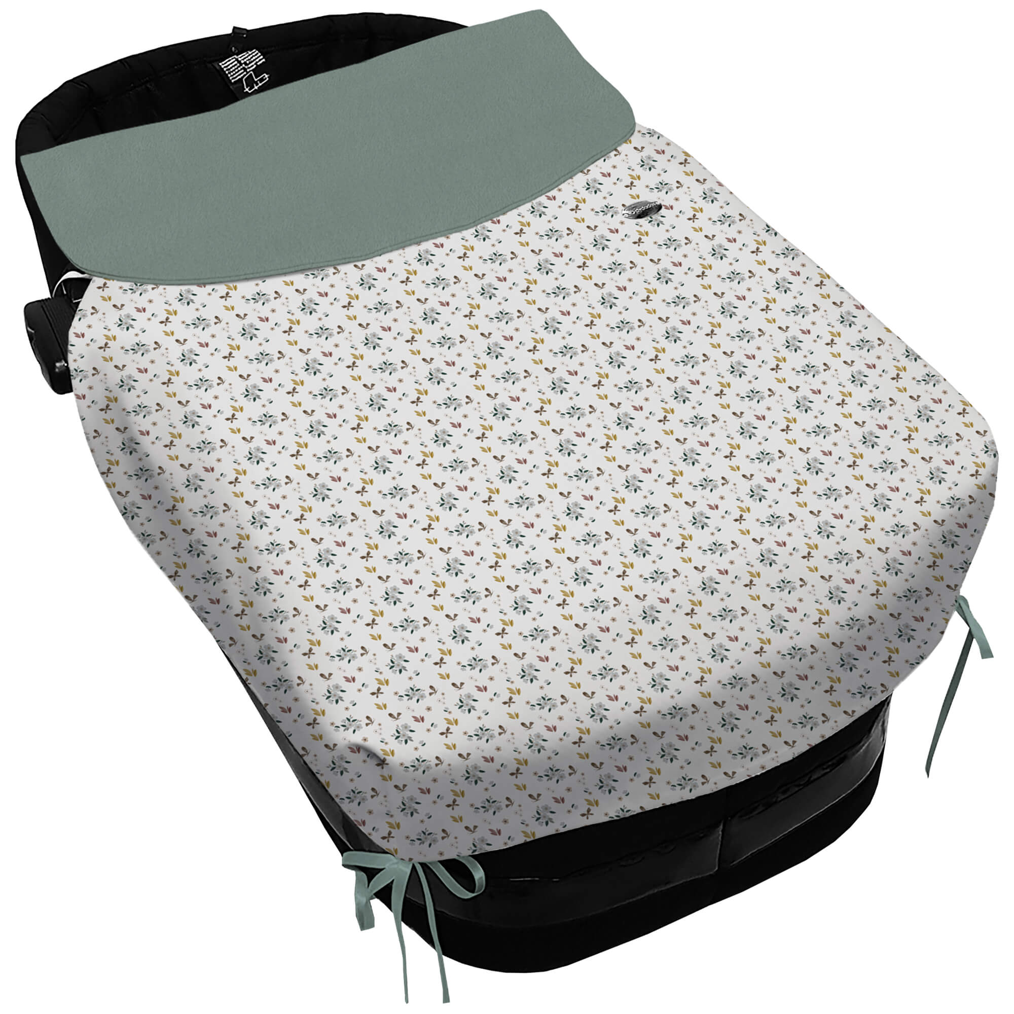 Colcha para Capazo con Lazos en tejido impermeable estampado Gala. Babero pelo liso color verde safia Colcha para Capazo con Lazos en tejido impermeable muy calentito estampado Gala. Para el babero pelo liso color verde safia