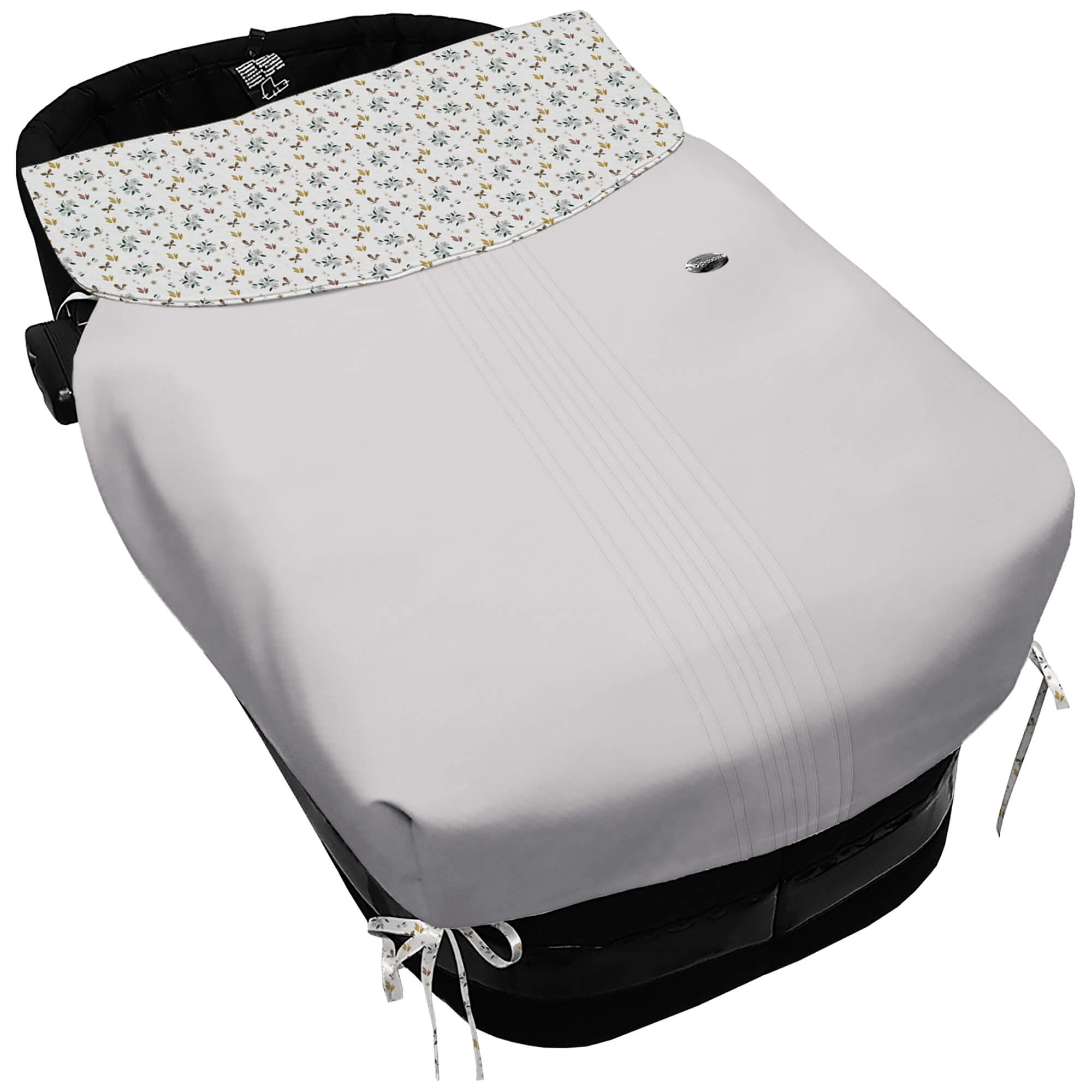 Colcha para Capazo con Lazos en polipiel con jaretas color gris. Babero pelo estampado Zoe Colcha para Capazo con Lazos en tejido polipiel muy suave con jaretas color gris. Para el babero pelo estampado Zoe