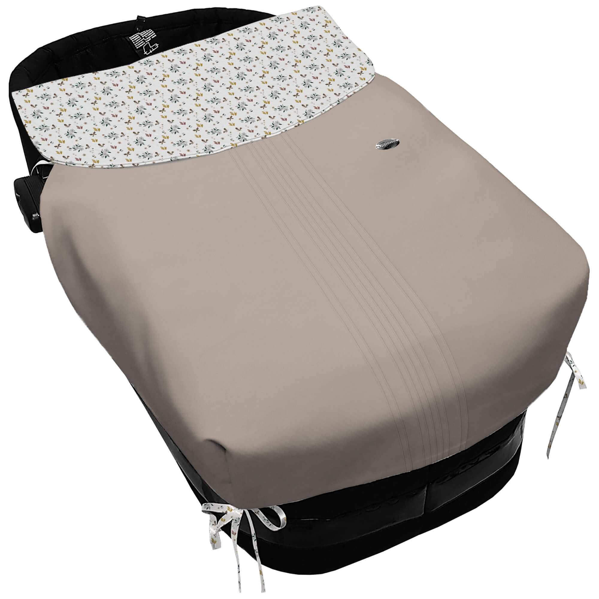 Colcha para Capazo con Lazos en polipiel con jaretas color tostado. Babero pelo estampado Zoe Colcha para Capazo con Lazos en tejido polipiel muy suave con jaretas color tostado. Para el babero pelo estampado Zoe