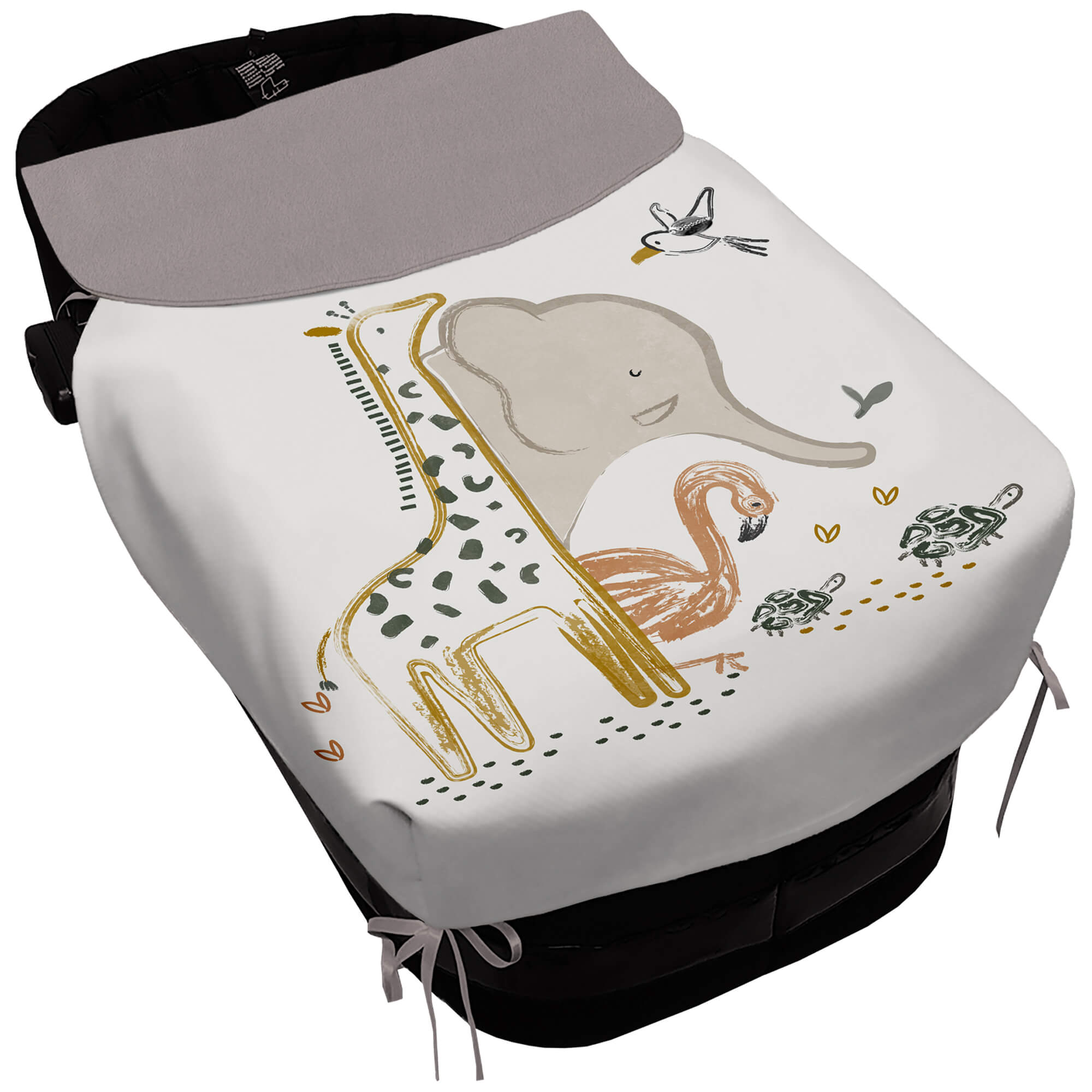 Colcha para Capazo con Lazos en tejido polipiel muy suave estampado Izan. Para el babero pelo liso color arena